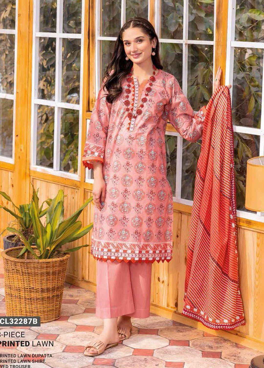 Essential Lawn By Gul Ahmed Printed Lawn Suits Unstitched 3 Piece GA23E CL-32287B - Summer Collection