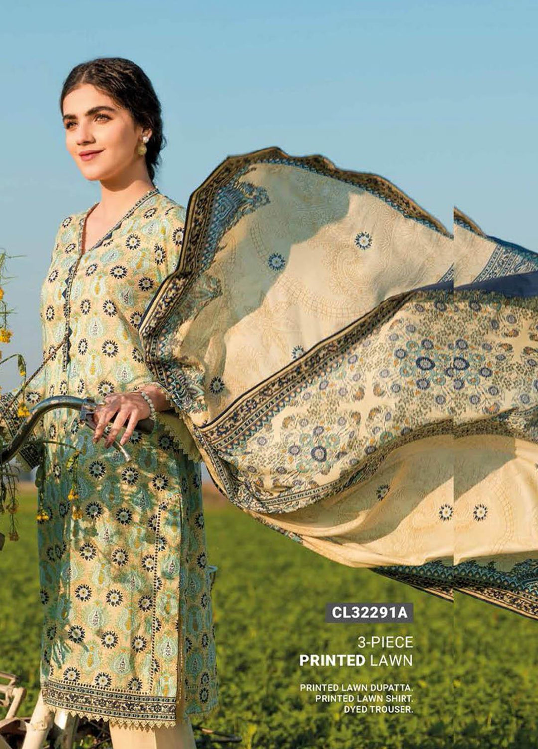 Essential Lawn By Gul Ahmed Printed Lawn Suits Unstitched 3 Piece GA23E CL-32291A - Summer Collection