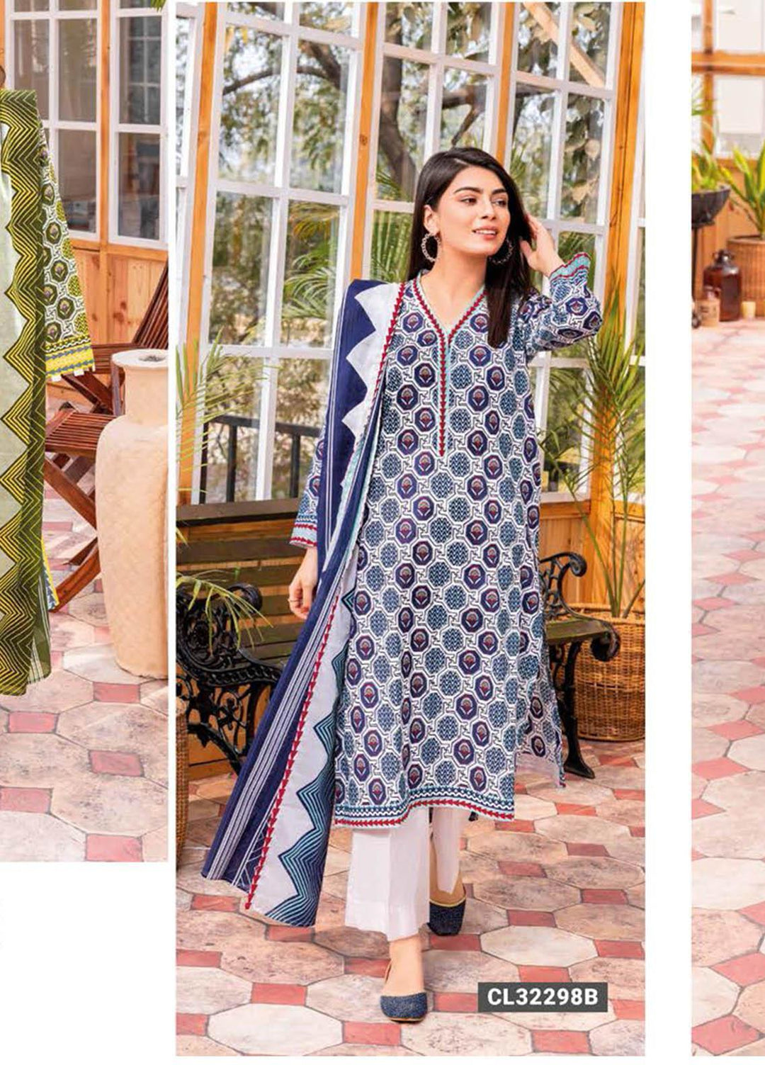 Essential Lawn By Gul Ahmed Printed Lawn Suits Unstitched 3 Piece GA23E CL-32298B - Summer Collection