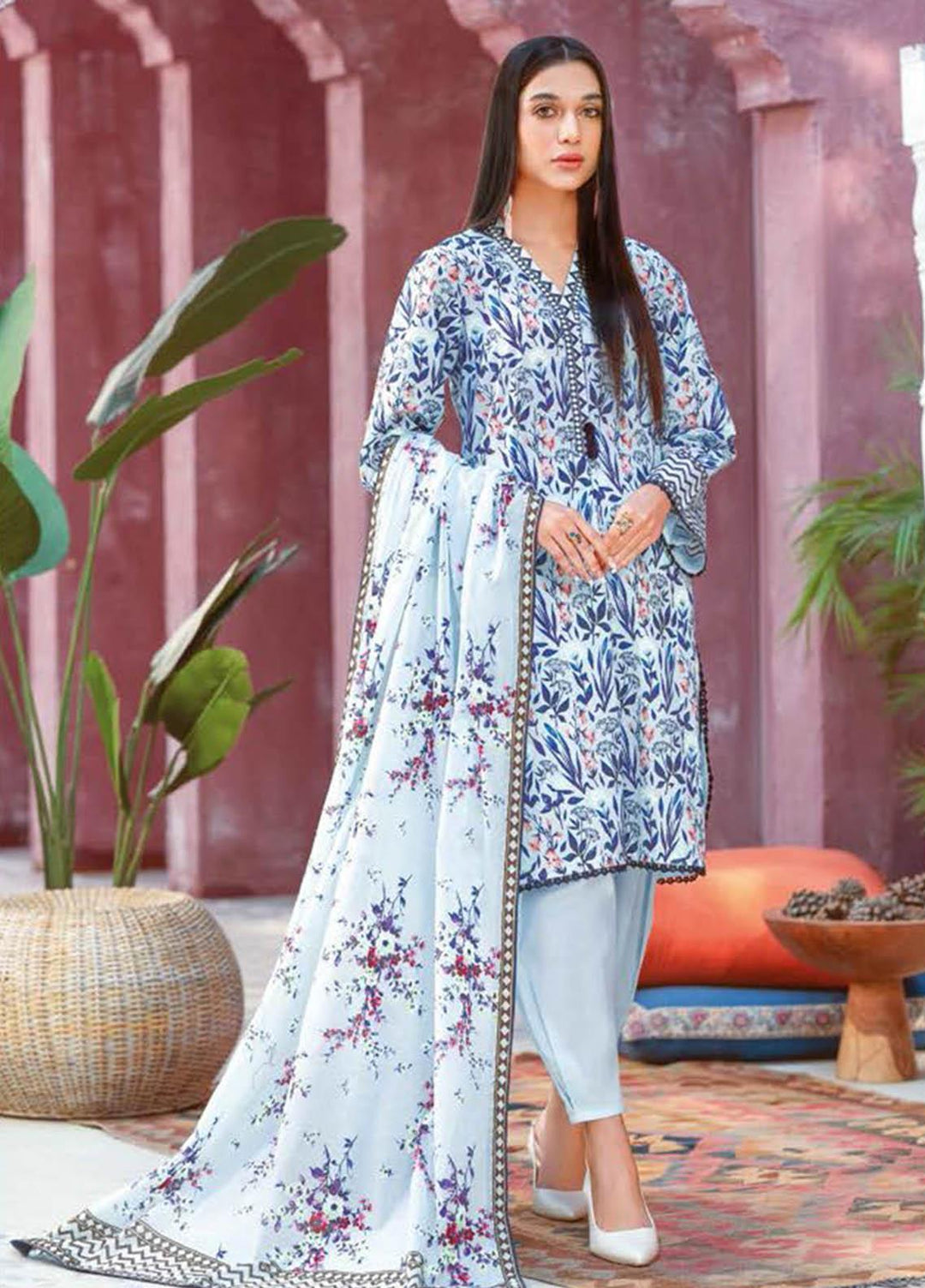 Essential Lawn By Gul Ahmed Printed Lawn Suits Unstitched 3 Piece GA23E CL-32357B - Summer Collection