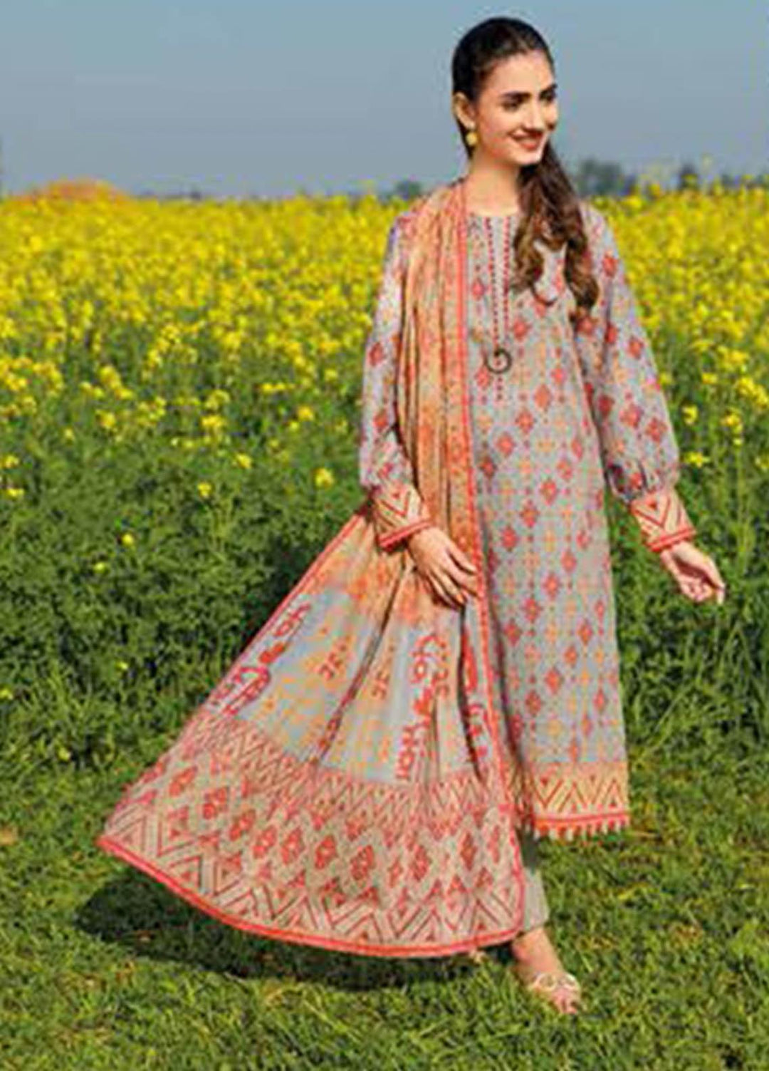 Essential Lawn By Gul Ahmed Printed Lawn Suits Unstitched 3 Piece GA23E CL-32427B - Summer Collection