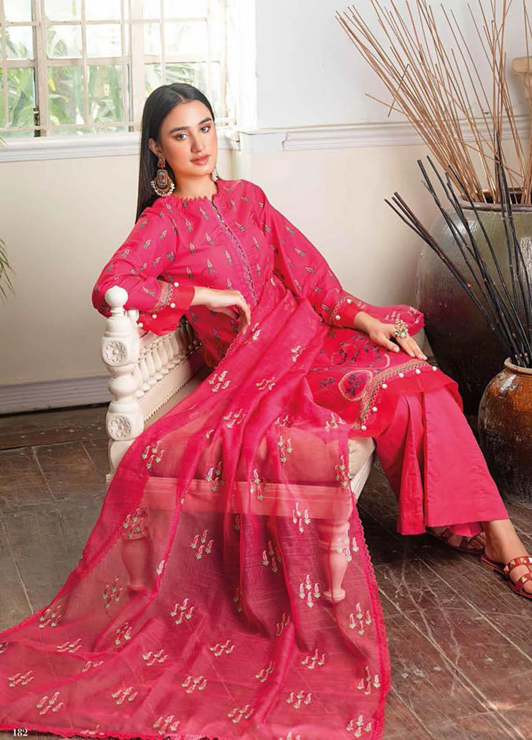 Essential Lawn By Gul Ahmed Embroidered Lawn Suits Unstitched 3 Piece GA23E CN-32007 - Summer Collection