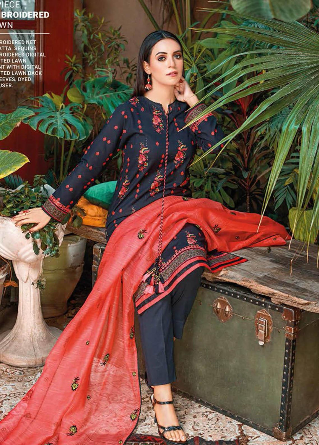 Essential Lawn By Gul Ahmed Embroidered Lawn Suits Unstitched 3 Piece GA23E CN-32011 - Summer Collection