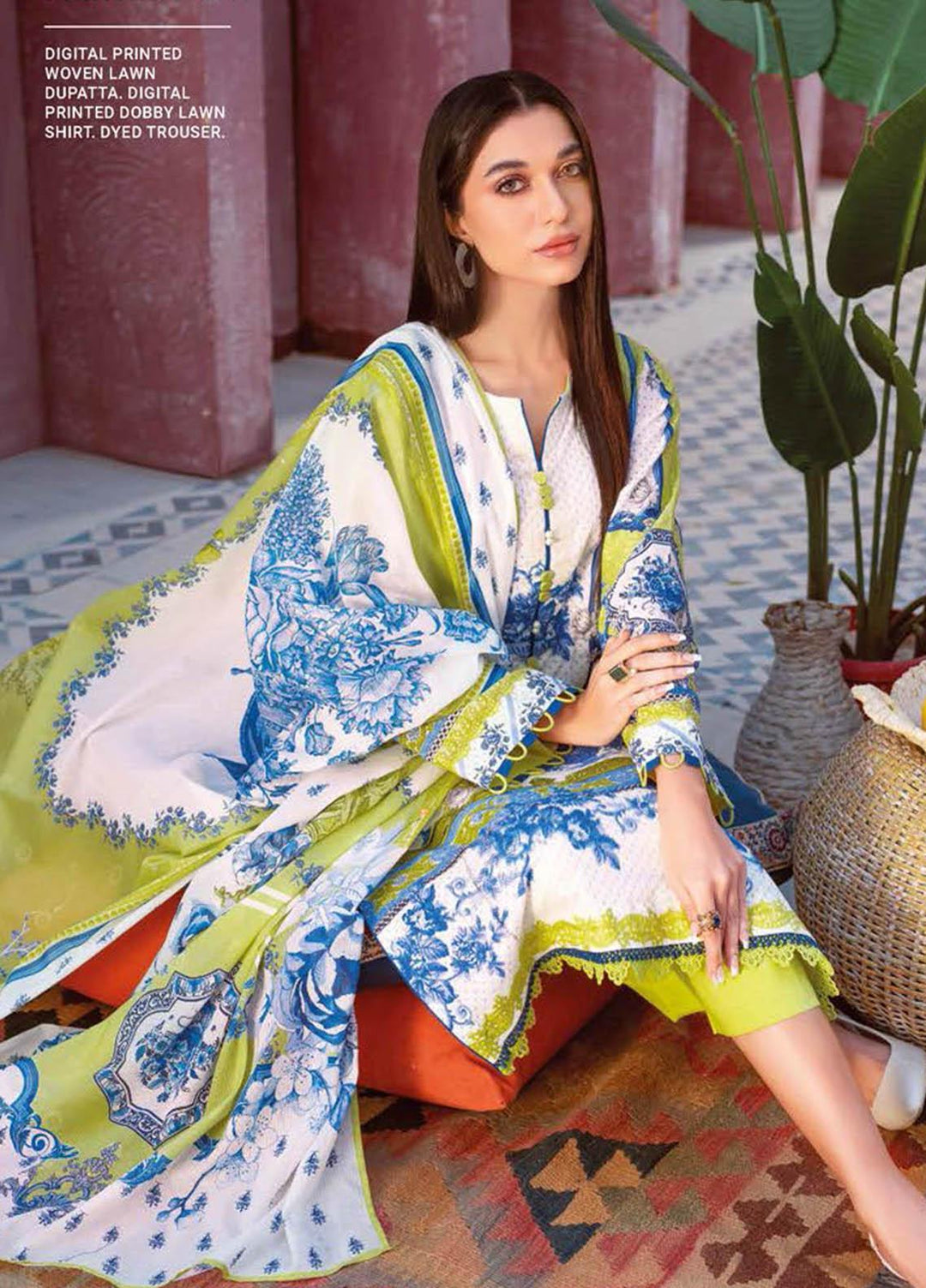 Essential Lawn By Gul Ahmed Printed Lawn Suits Unstitched 3 Piece GA23E DB-32001A - Summer Collection