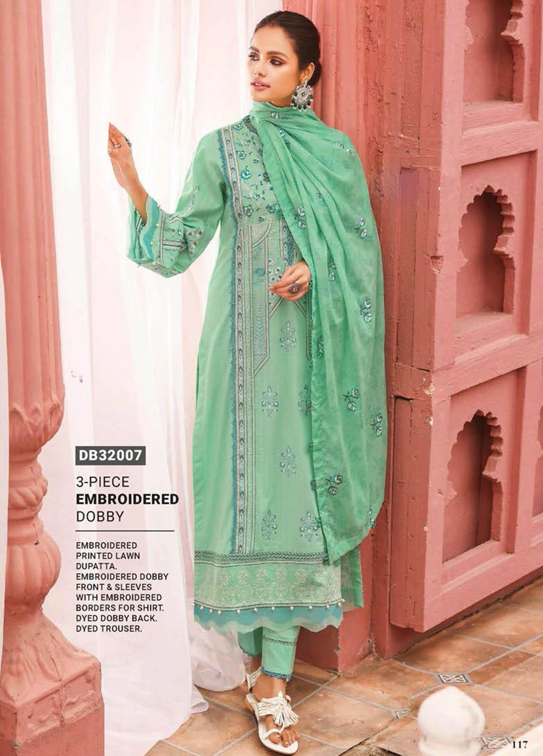 Essential Lawn By Gul Ahmed Embroidered Lawn Suits Unstitched 3 Piece GA23E DB-32007 - Summer Collection
