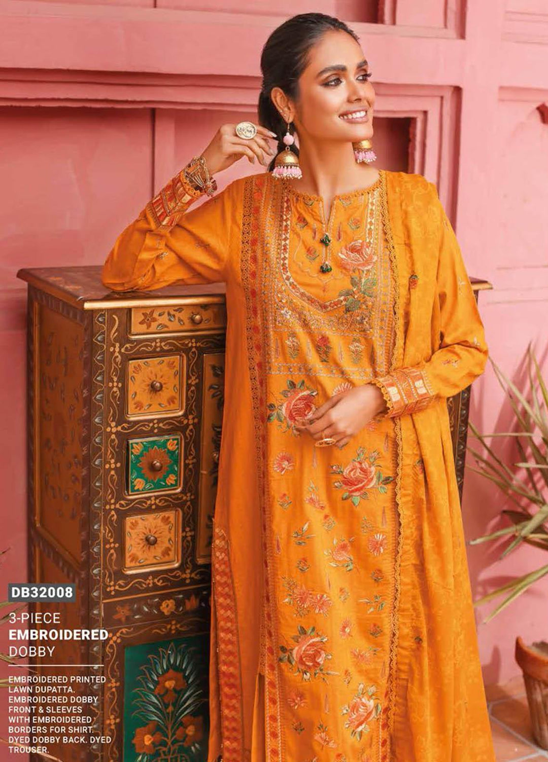 Essential Lawn By Gul Ahmed Embroidered Lawn Suits Unstitched 3 Piece GA23E DB-32008 - Summer Collection