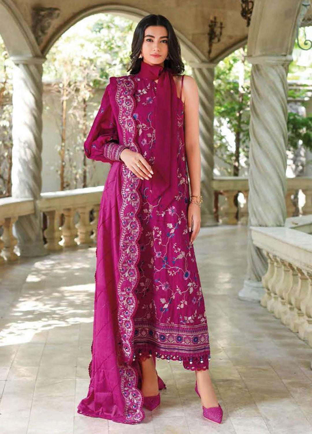 Essential Lawn By Gul Ahmed Embroidered Lawn Suits Unstitched 3 Piece GA23E DN-32026 - Summer Collection