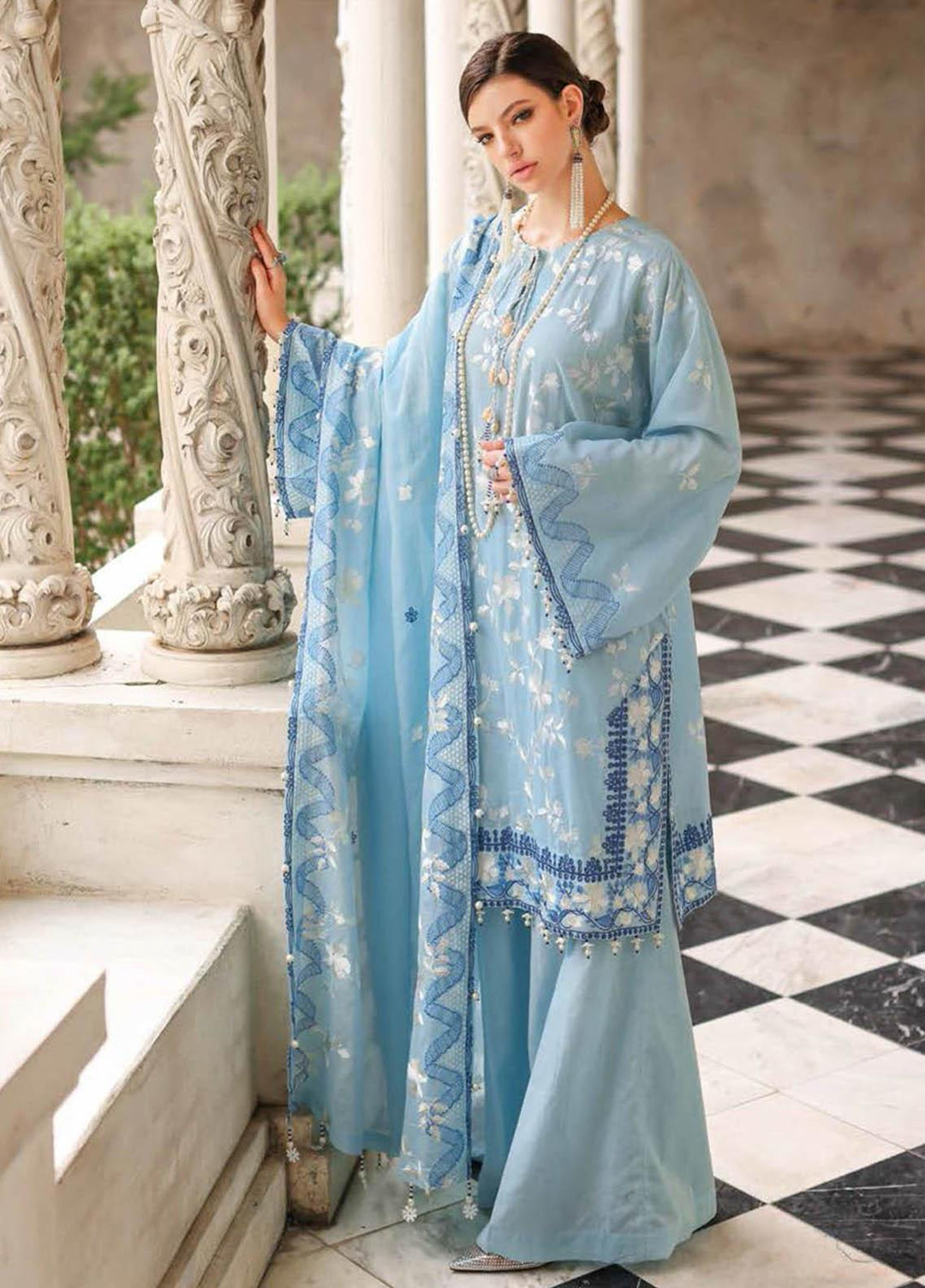 Essential Lawn By Gul Ahmed Embroidered Lawn Suits Unstitched 3 Piece GA23E DN-32035 - Summer Collection