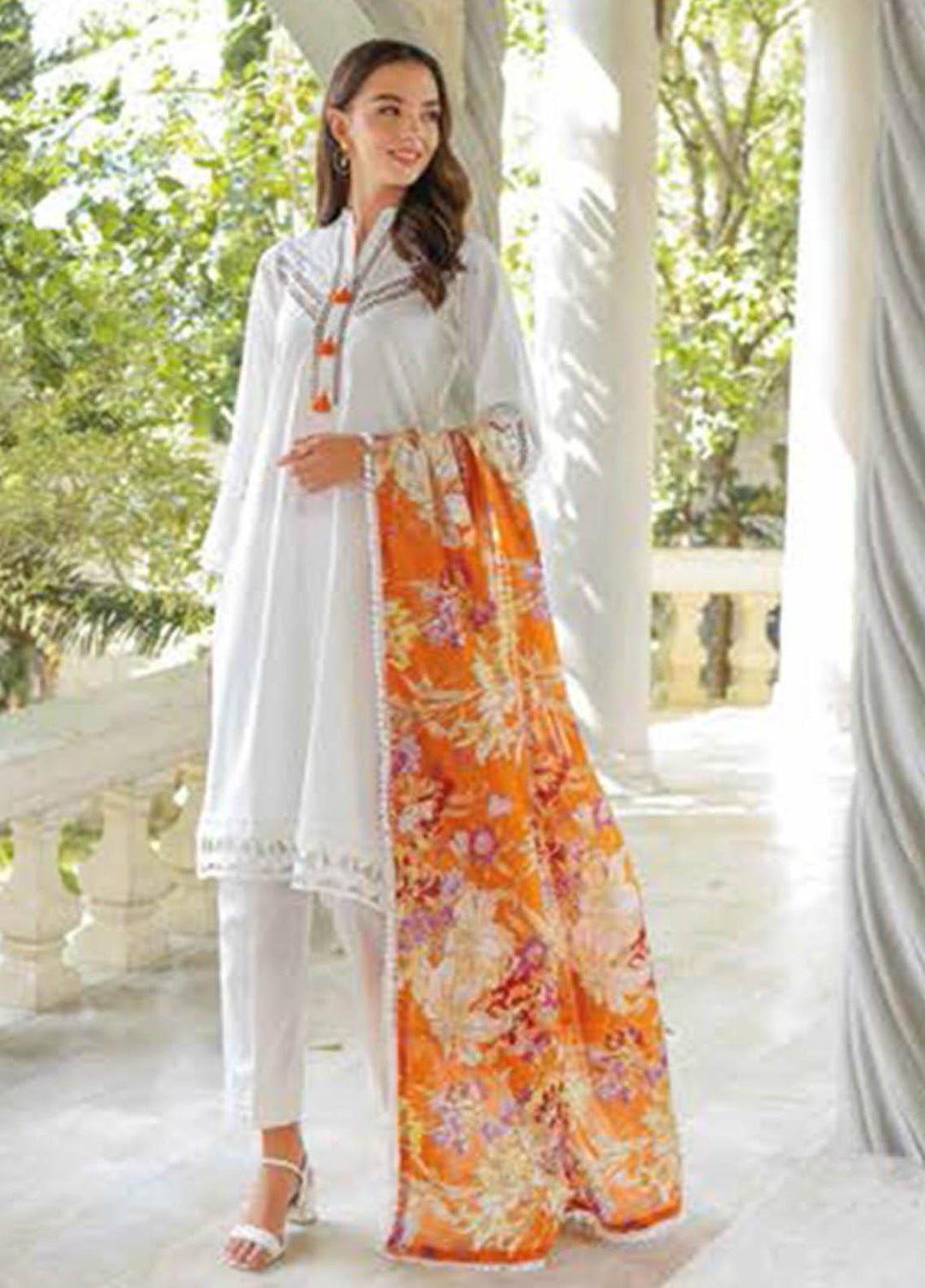 Essential Lawn By Gul Ahmed Embroidered Lawn Suits Unstitched 3 Piece GA23E DN-32057 - Summer Collection