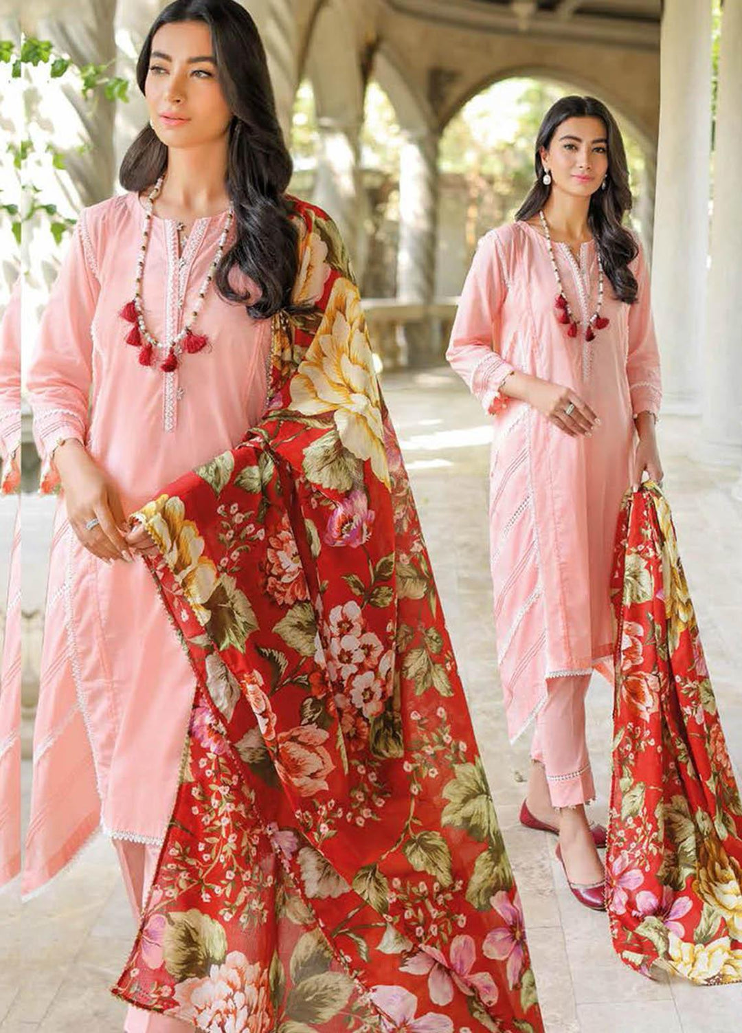 Essential Lawn By Gul Ahmed Embroidered Lawn Suits Unstitched 3 Piece GA23E DN-32058 - Summer Collection