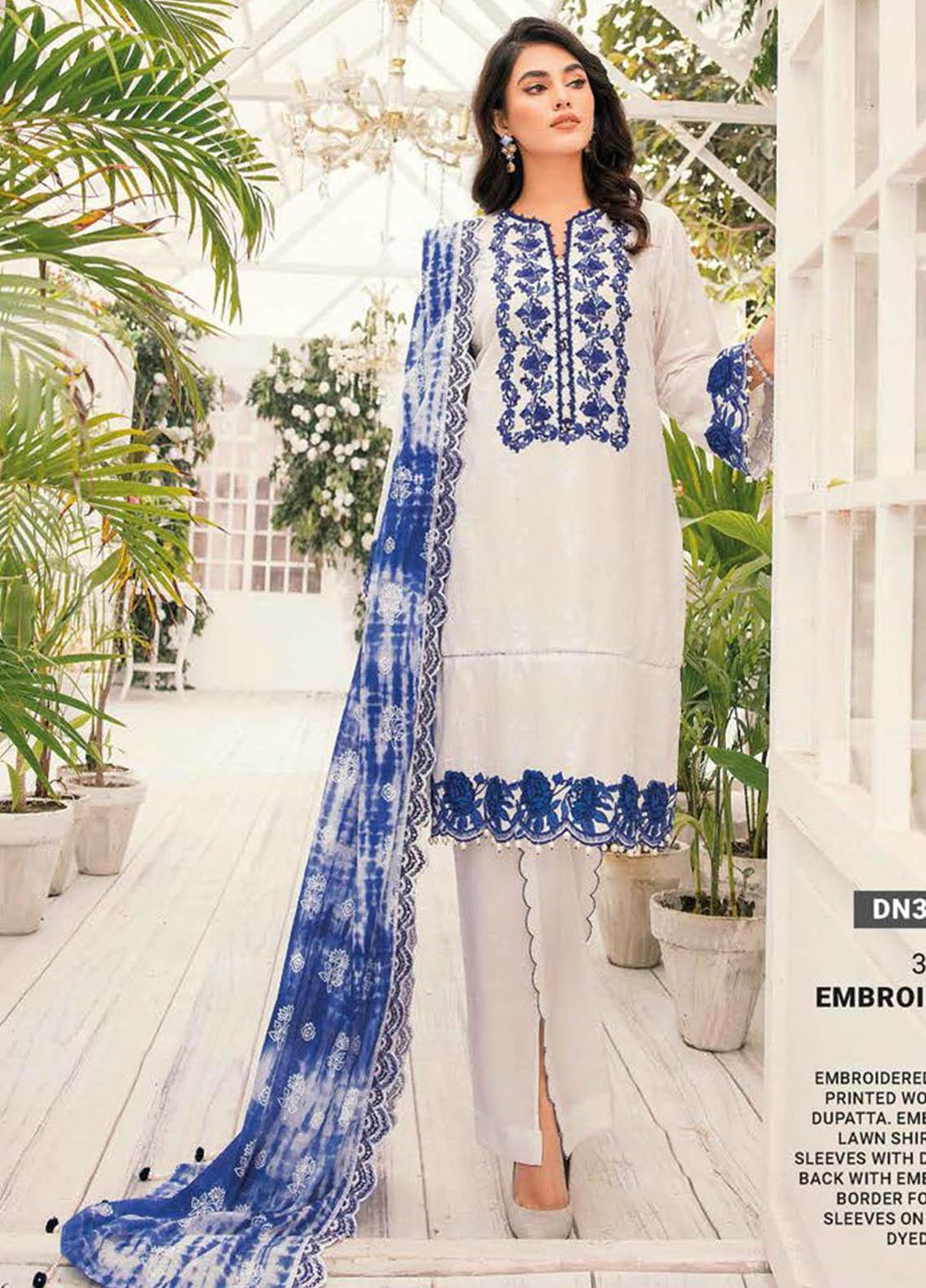 Essential Lawn By Gul Ahmed Embroidered Lawn Suits Unstitched 3 Piece GA23E DN-32067 - Summer Collection