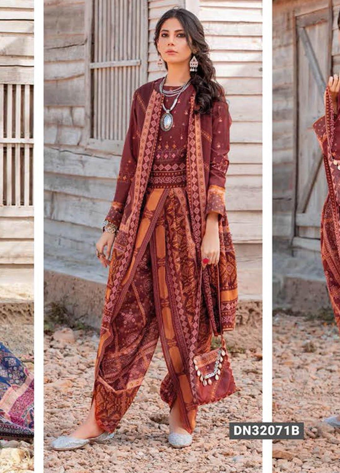 Essential Lawn By Gul Ahmed Printed Lawn Suits Unstitched 3 Piece GA23E DN-32071B - Summer Collection