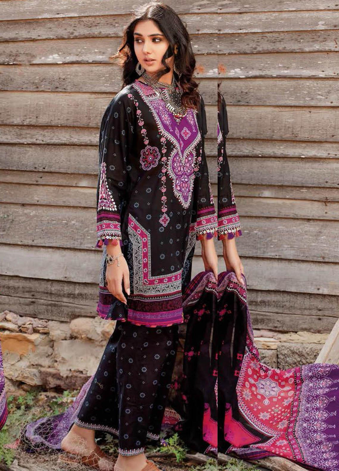 Essential Lawn By Gul Ahmed Embroidered Lawn Suits Unstitched 3 Piece GA23E DN-32074A - Summer Collection