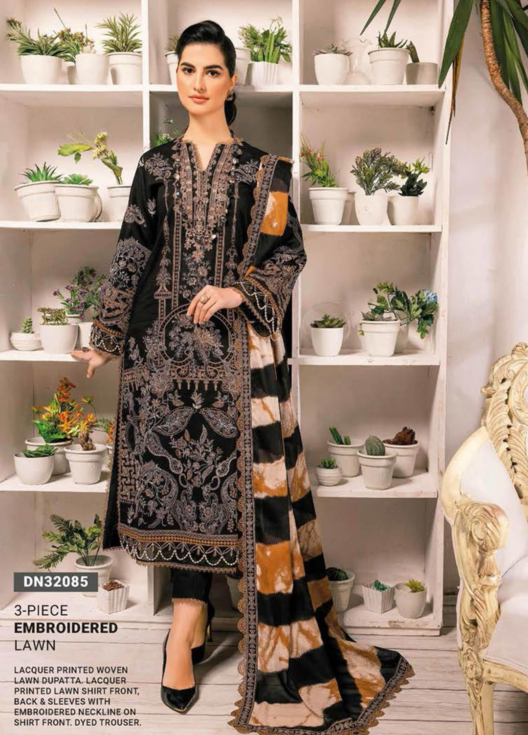 Essential Lawn By Gul Ahmed Embroidered Lawn Suits Unstitched 3 Piece GA23E DN-32085 - Summer Collection