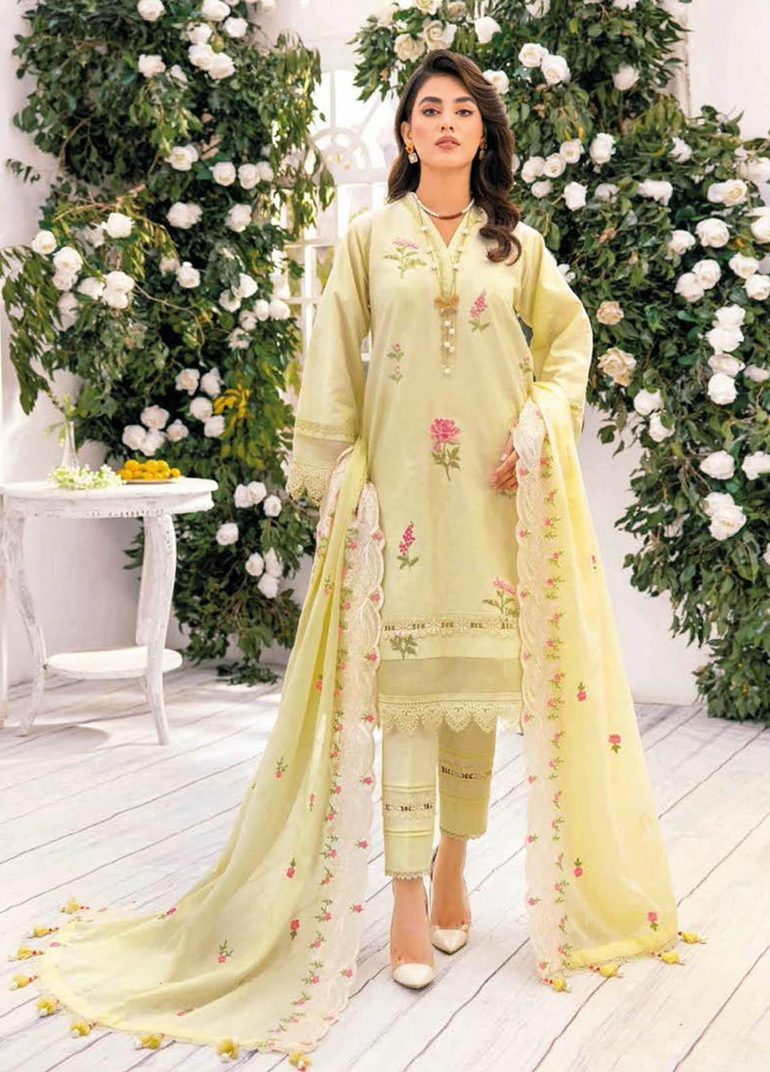 Essential Lawn By Gul Ahmed Embroidered Lawn Suits Unstitched 3 Piece GA23E DN-32090 - Summer Collection