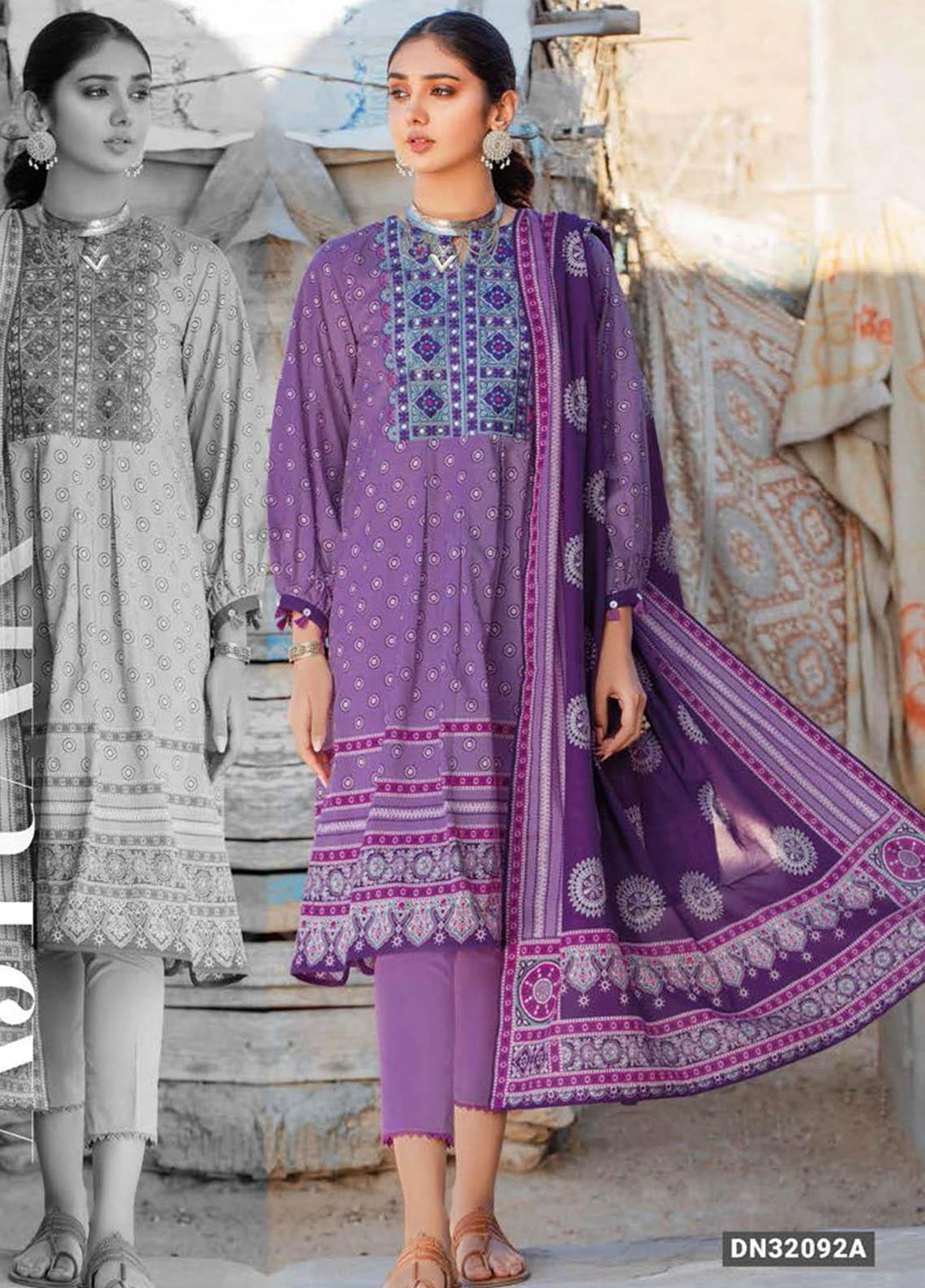 Essential Lawn By Gul Ahmed Embroidered Lawn Suits Unstitched 3 Piece GA23E DN-32092A - Summer Collection
