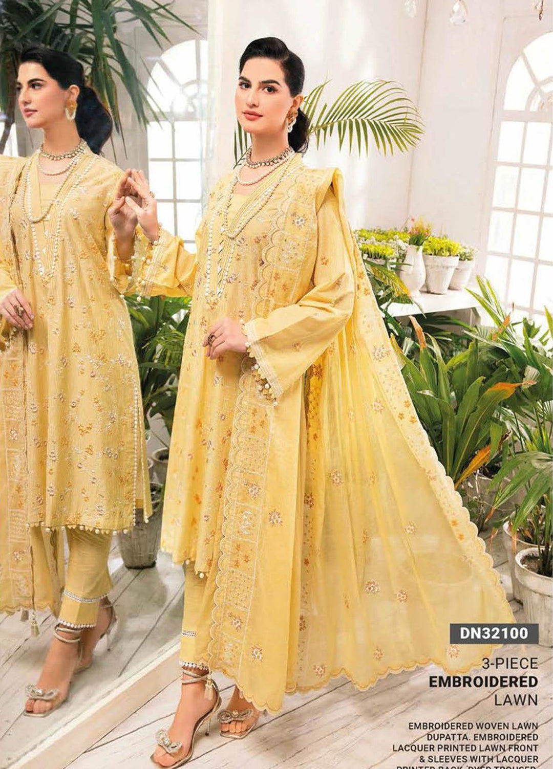 Essential Lawn By Gul Ahmed Embroidered Lawn Suits Unstitched 3 Piece GA23E DN-32100 - Summer Collection