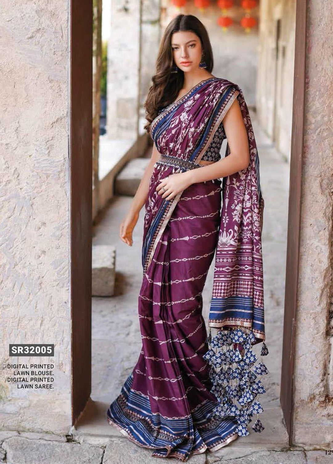 Essential Lawn By Gul Ahmed Printed Lawn Unstitched Saree GA23E SR-32005 - Summer Collection
