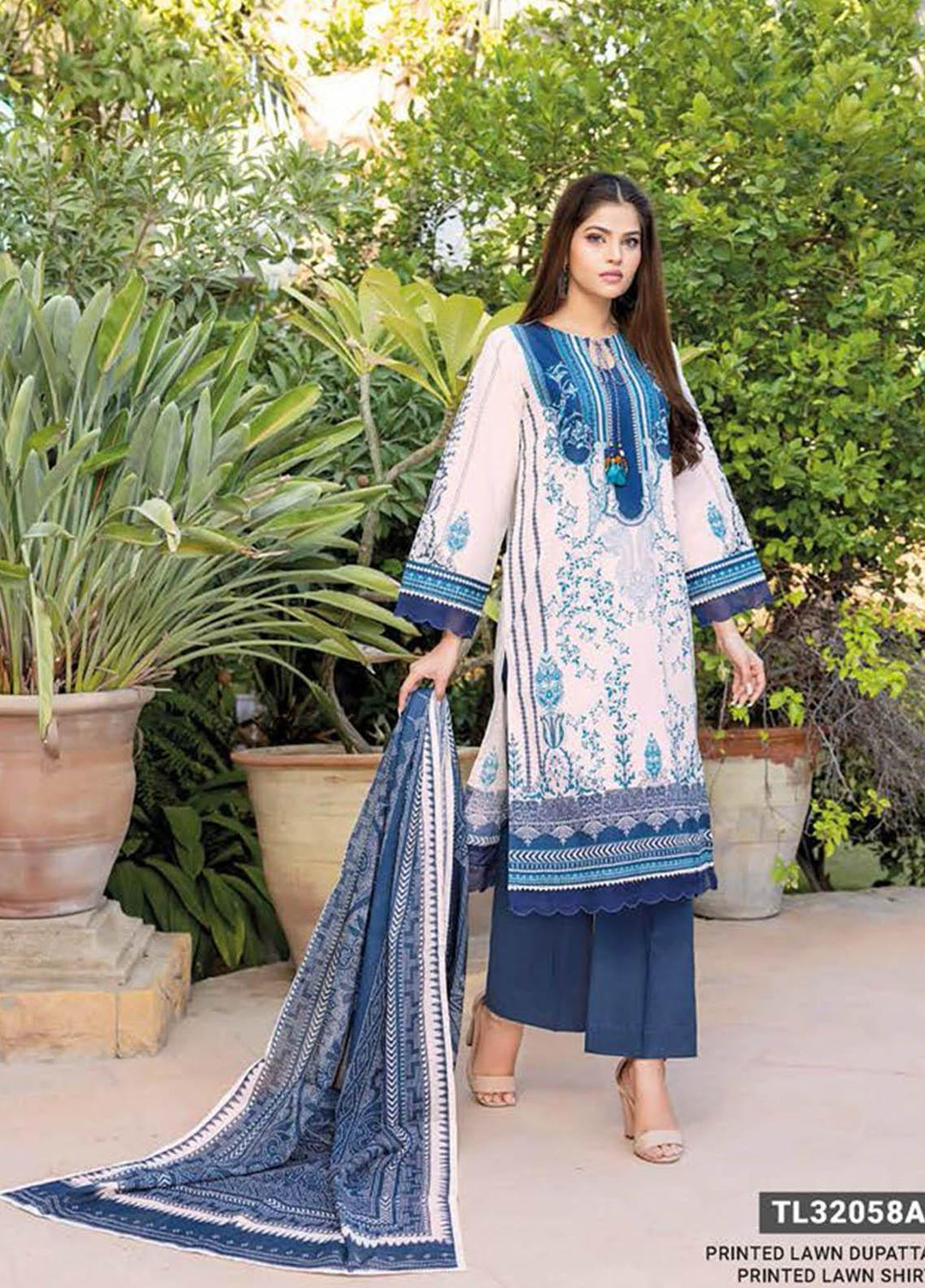 Essential Lawn By Gul Ahmed Printed Lawn Suits Unstitched 2 Piece GA23E TL-32058A - Summer Collection
