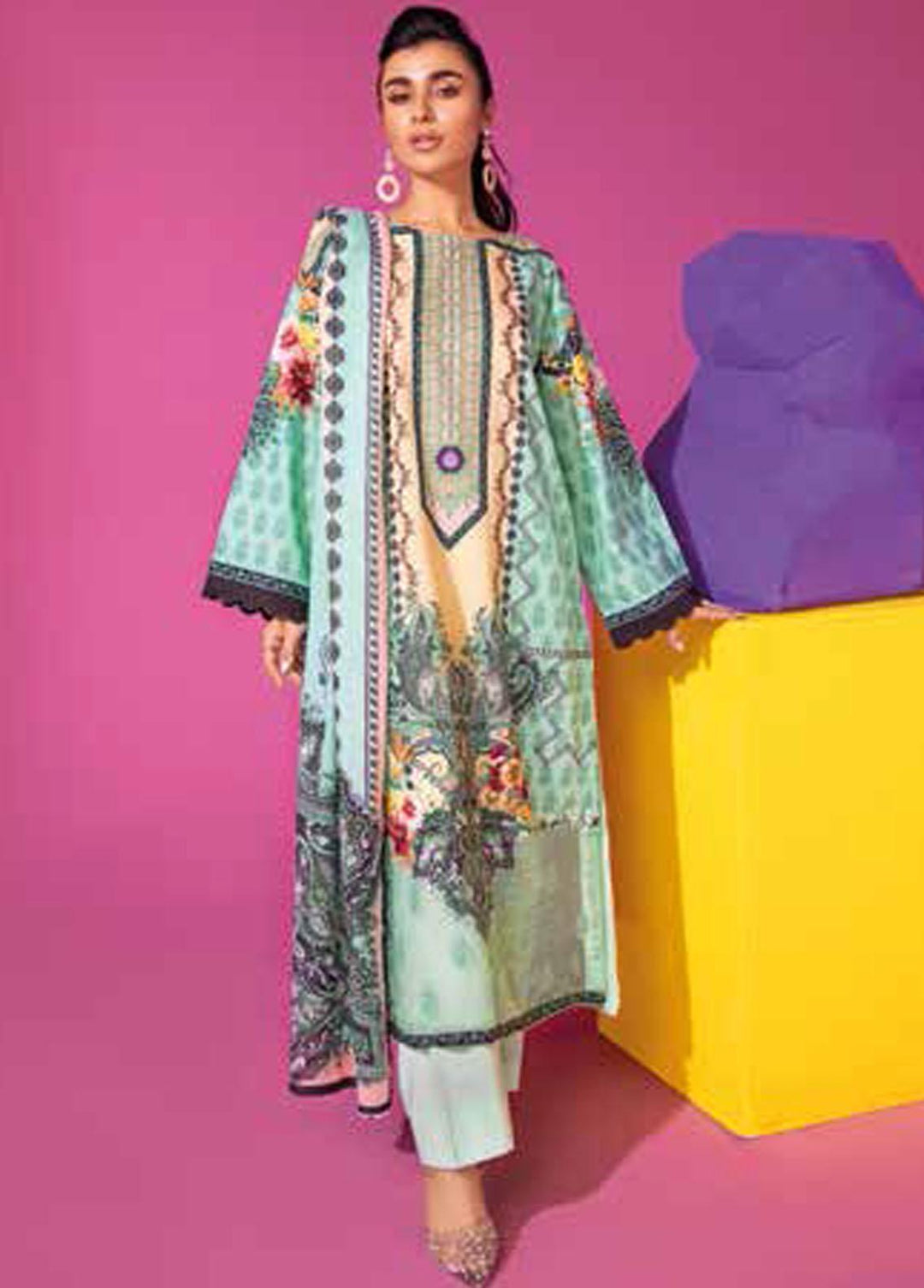 Gul Ahmed Printed Lawn Suits Unstitched 3 Piece GA22SB CL-12503 A - Summer Collection