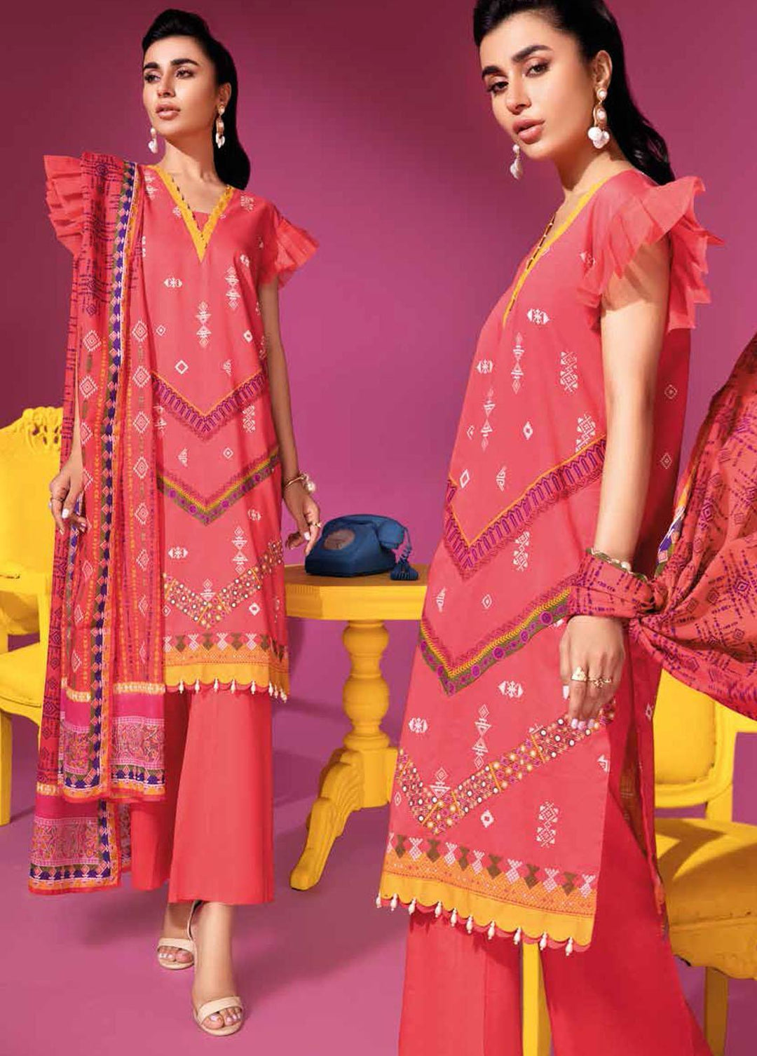 Gul Ahmed Printed Lawn Suits Unstitched 3 Piece GA22SB CL-12525 A - Summer Collection