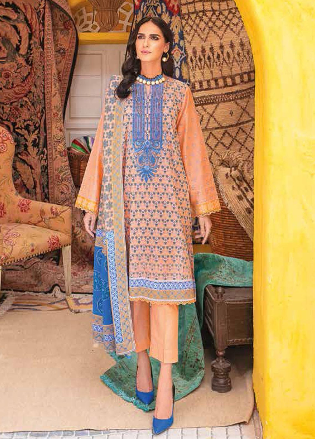 Gul Ahmed Embroidered Lawn Suits Unstitched 3 Piece GA22SB CL-22030 - Summer Collection