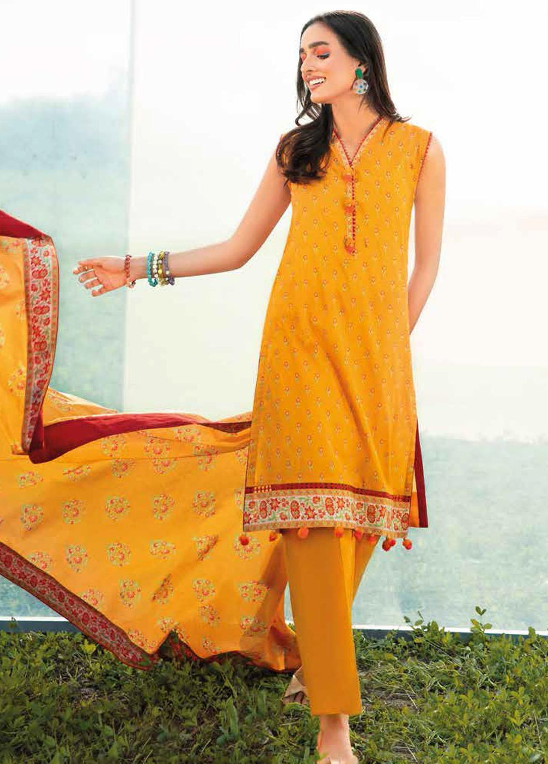 Gul Ahmed Printed Lawn Suits Unstitched 3 Piece GA22SB CL-22060 B - Summer Collection