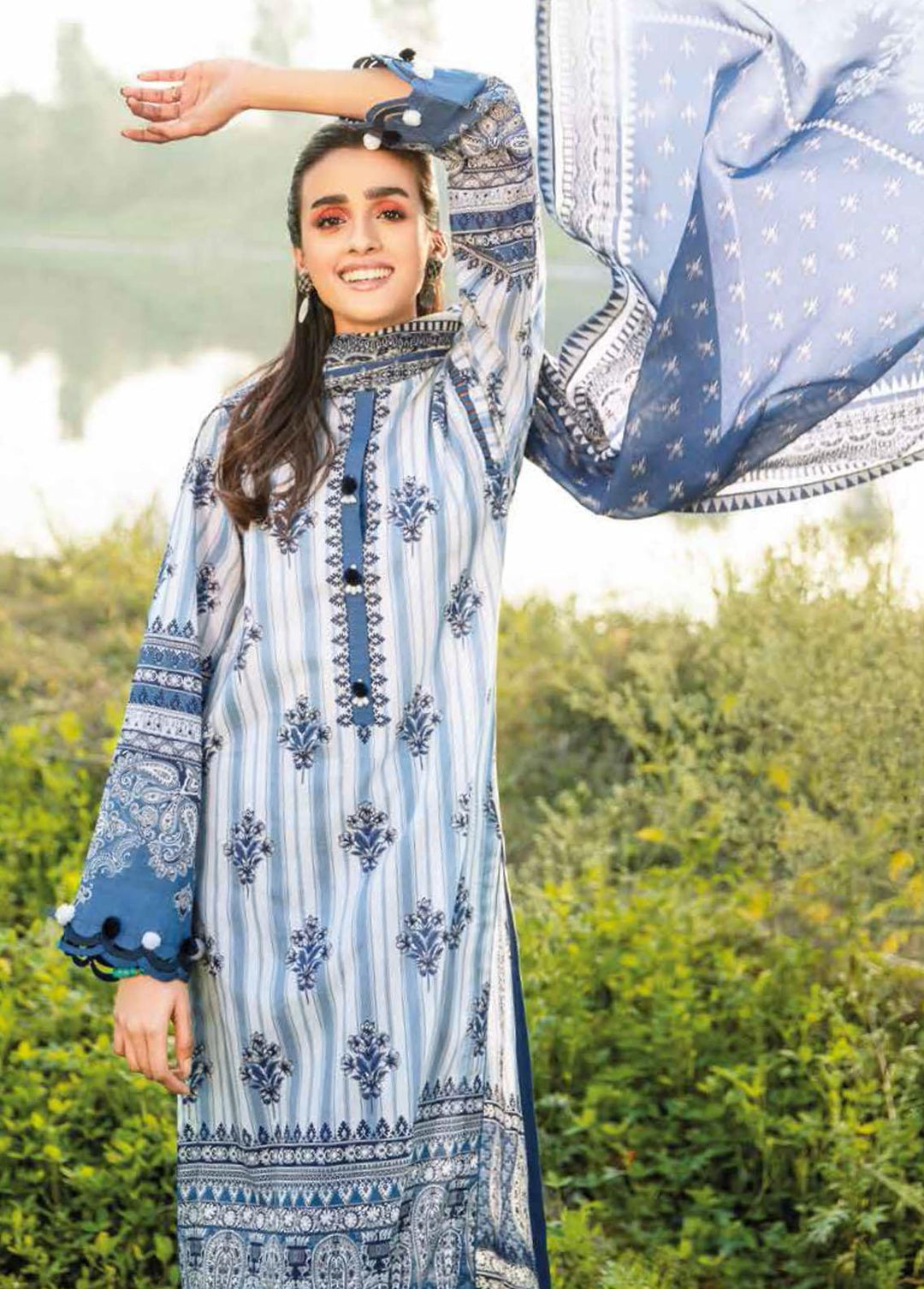 Gul Ahmed Printed Lawn Suits Unstitched 3 Piece GA22SB CL-22087 B - Summer Collection