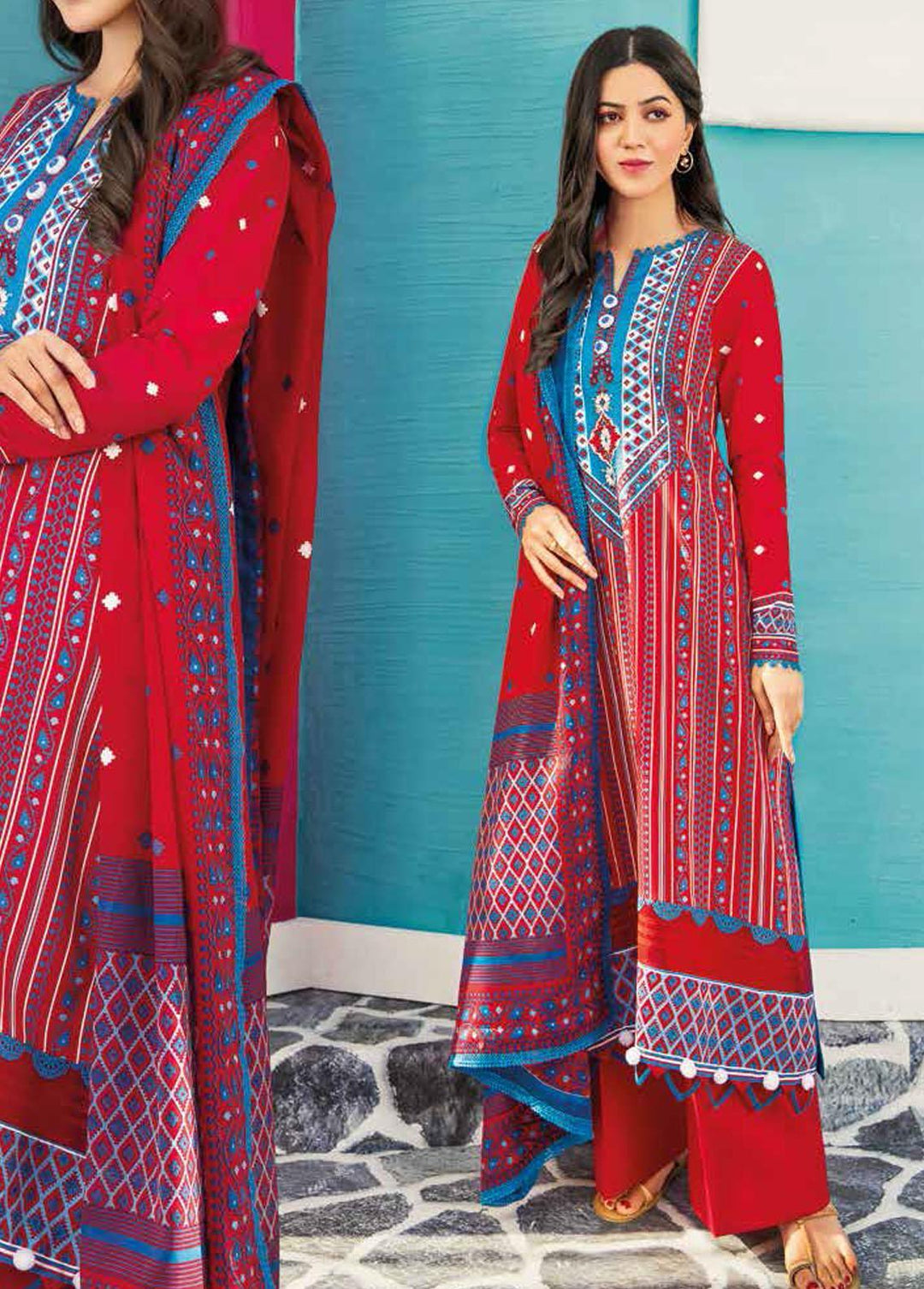 Gul Ahmed Embroidered Lawn Suits Unstitched 3 Piece GA22SB CL-22153 B - Summer Collection