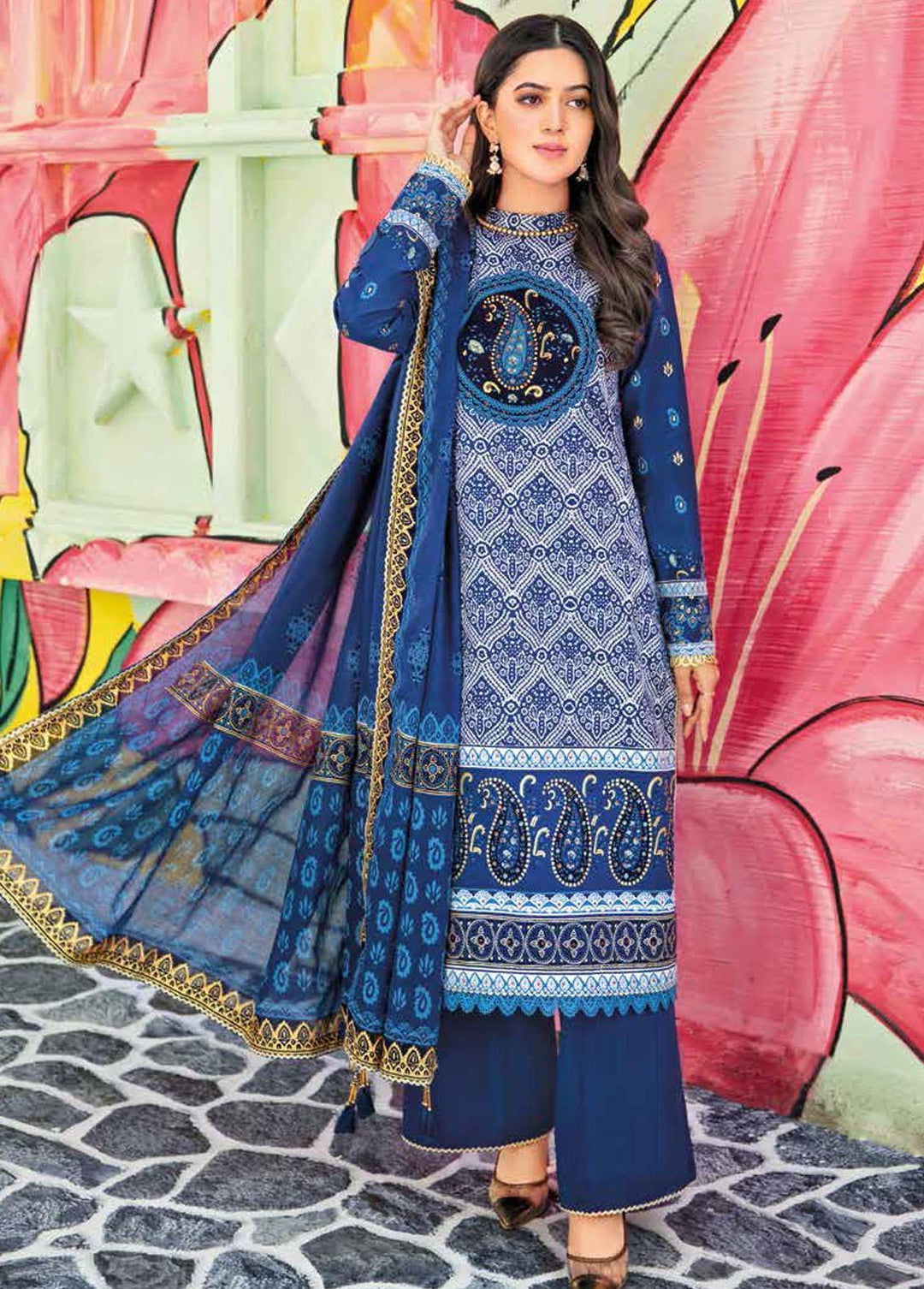 Gul Ahmed Embroidered Lawn Suits Unstitched 3 Piece GA22SB CL-22158 B - Summer Collection