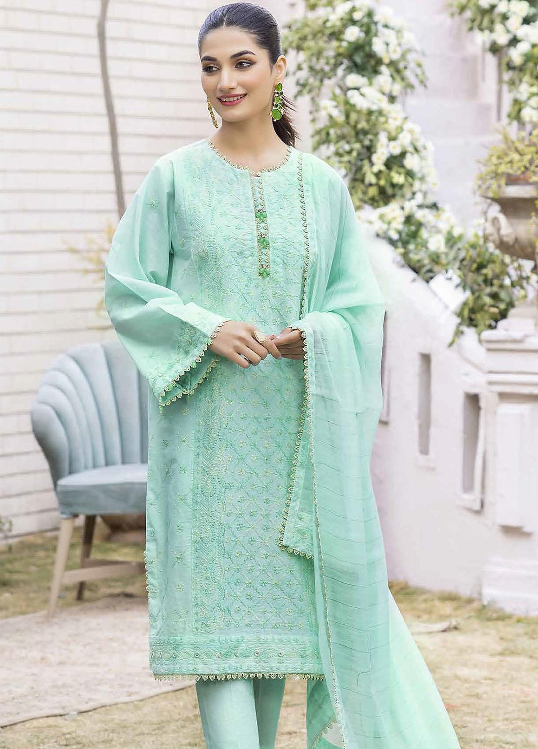 Gul Ahmed Embroidered Lawn Suits Unstitched 3 Piece GA23F CK-32007 - Festive Collection