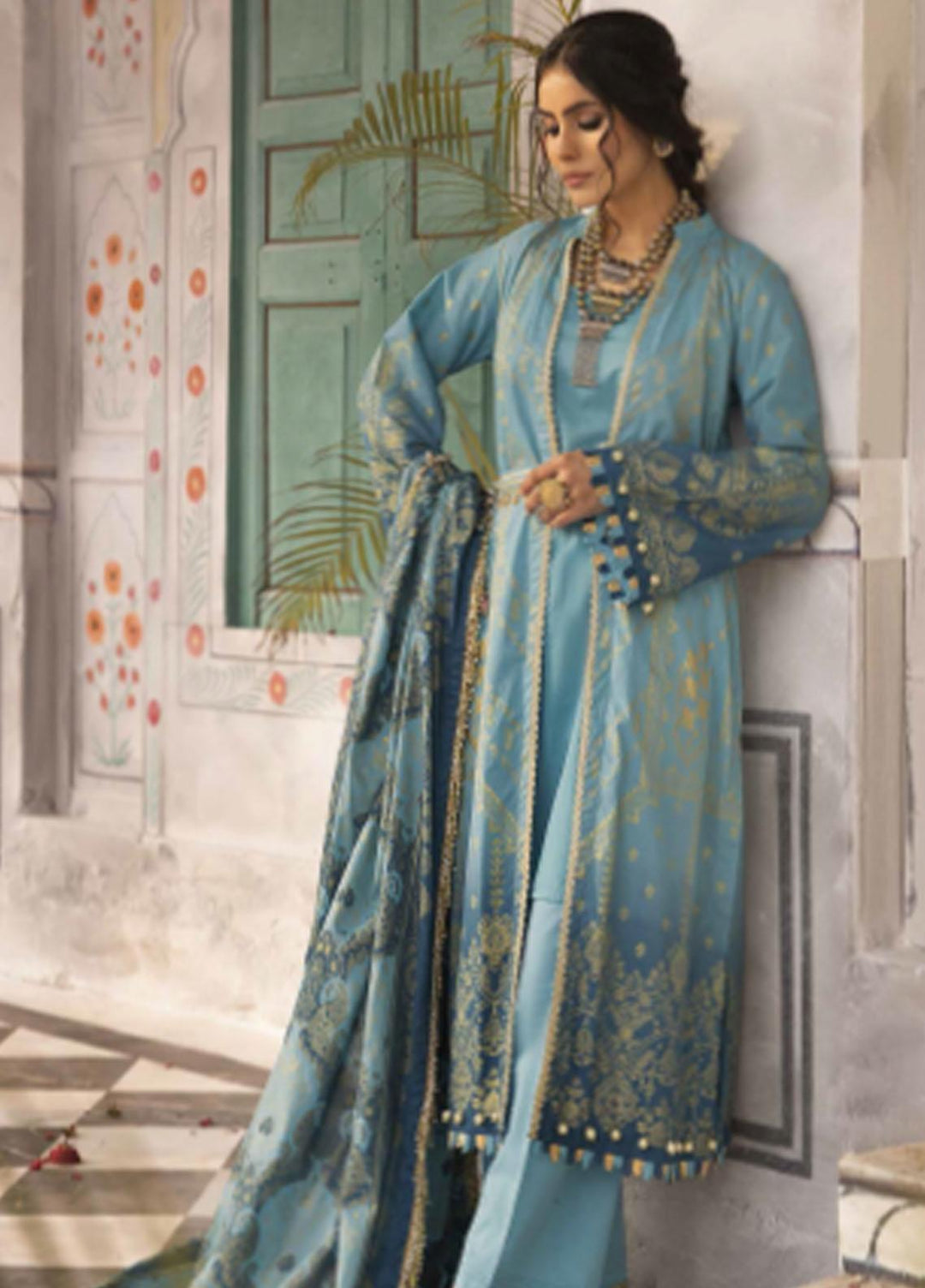 Gul Ahmed Printed Lawn Suits Unstitched 3 Piece GA23F CL-32539B - Festive Collection
