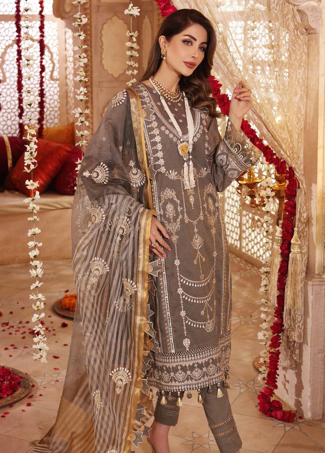 Gul Ahmed Embroidered Lawn Suits Unstitched 3 Piece GA23F FE-12001 - Festive Collection
