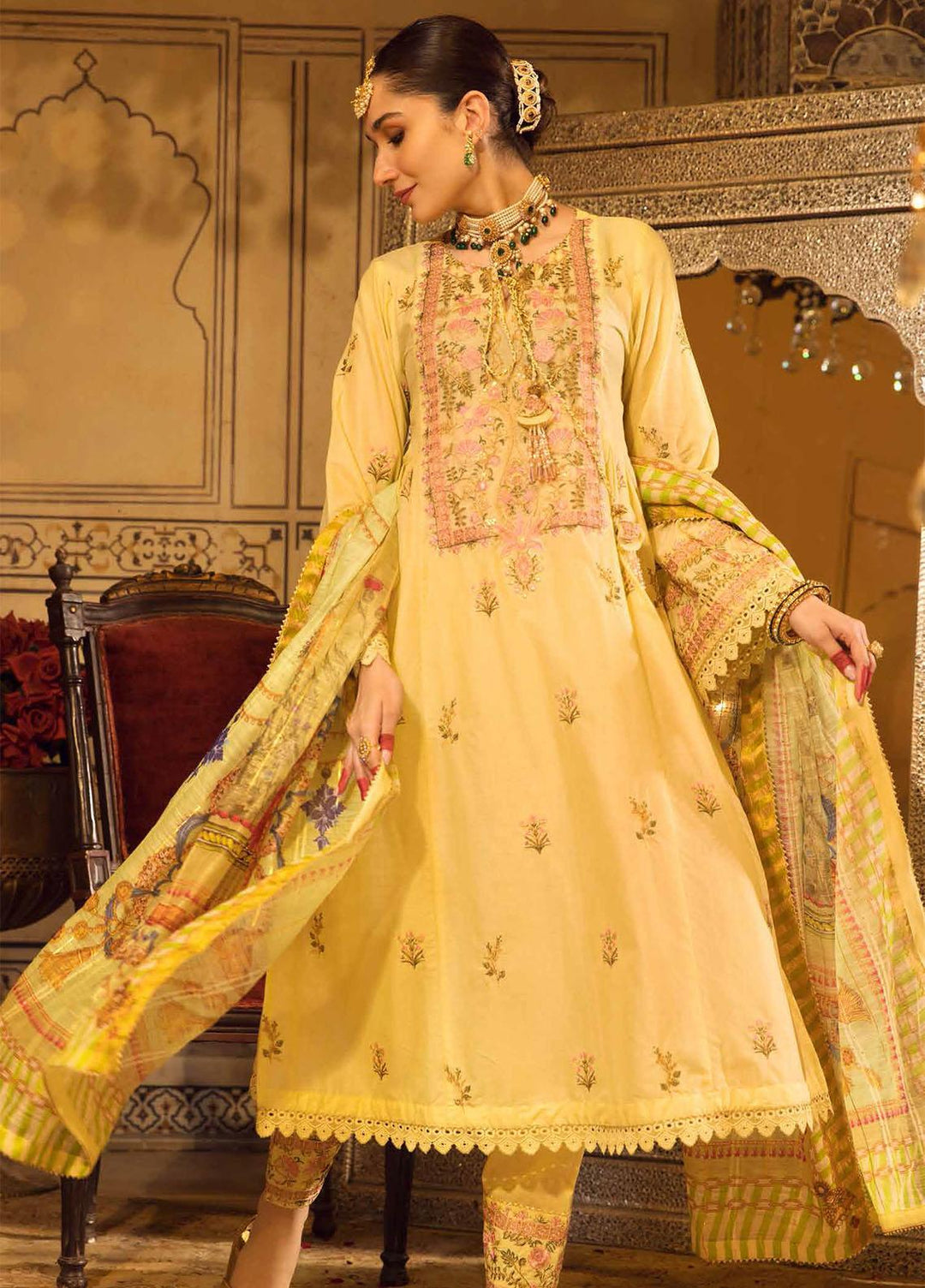 Gul Ahmed Embroidered Lawn Suits Unstitched 3 Piece GA23F FE-32041 - Festive Collection