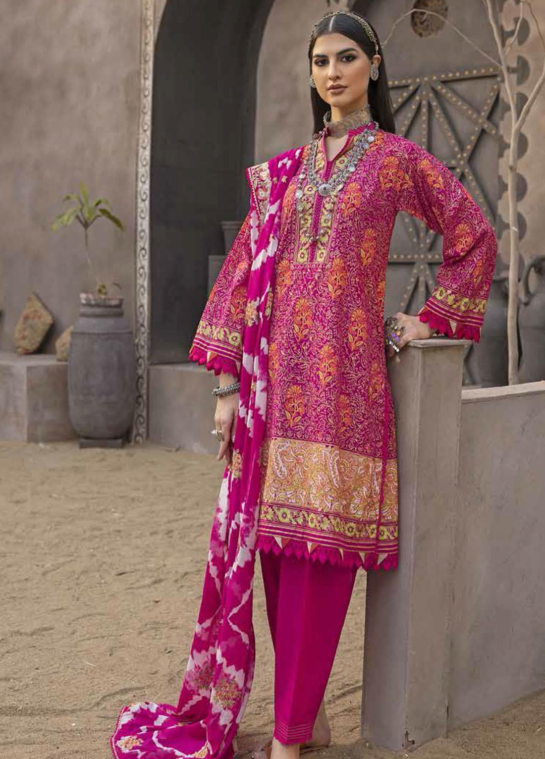 Gul Ahmed Embroidered Lawn Suits Unstitched 3 Piece GA23F FE-32058 - Festive Collection