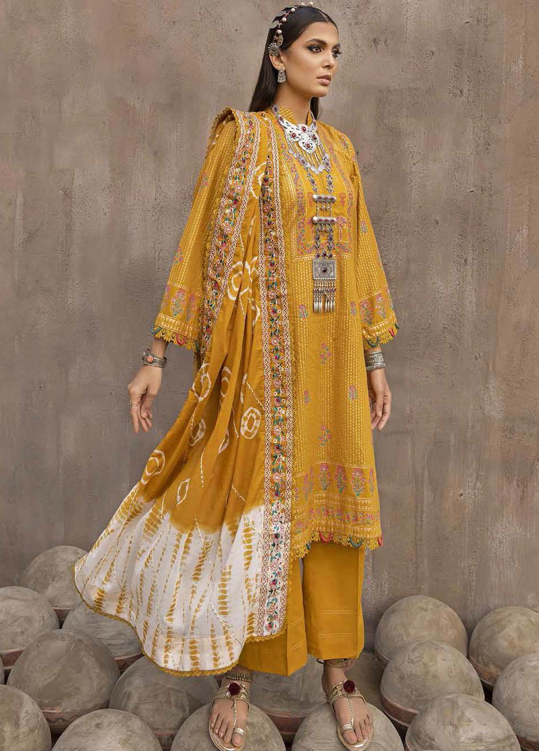 Gul Ahmed Embroidered Lawn Suits Unstitched 3 Piece GA23F FE-32060 - Festive Collection