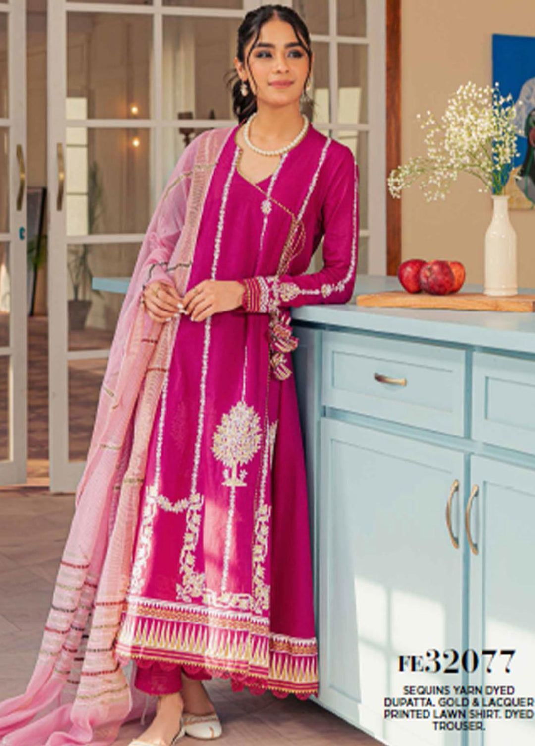 Gul Ahmed Printed Lawn Suits Unstitched 3 Piece GA23F FE-32077 - Festive Collection