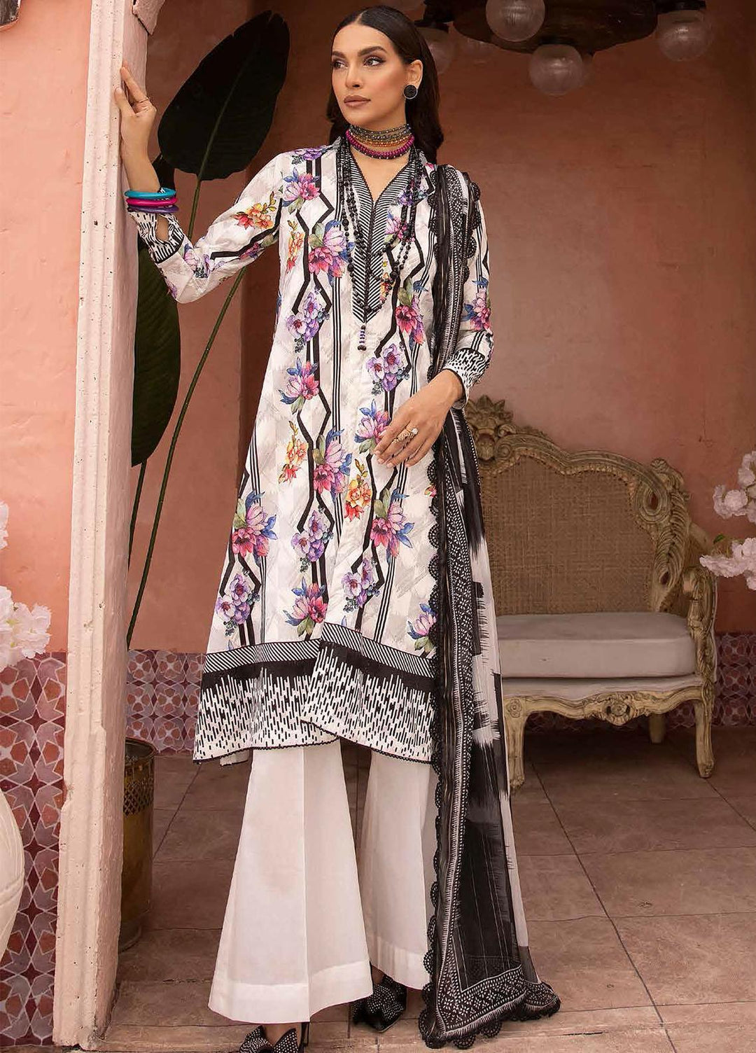 Gul Ahmed Embroidered Lawn Suits Unstitched 3 Piece GA23F FE-32089 - Festive Collection