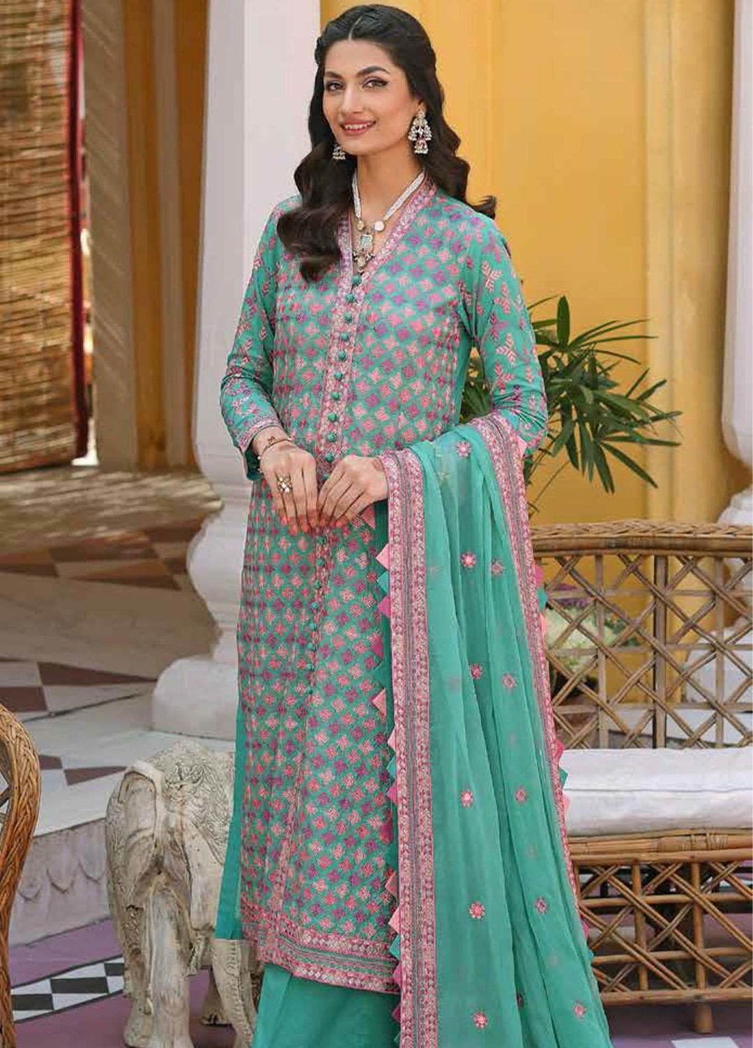 Gul Ahmed Embroidered Lawn Suits Unstitched 3 Piece GA23F PM-32056 - Festive Collection