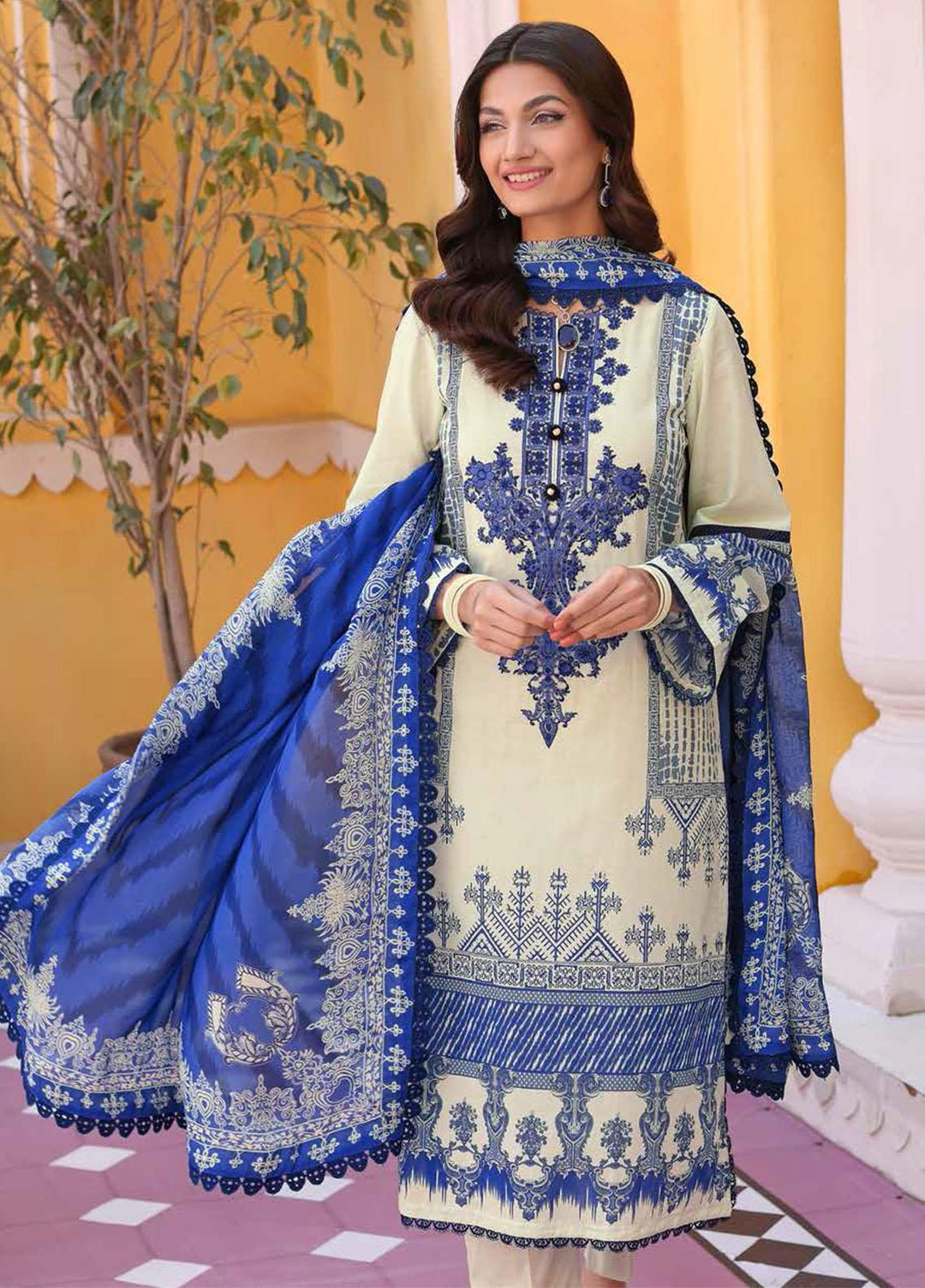 Gul Ahmed Embroidered Lawn Suits Unstitched 3 Piece GA23F SSM-32027 - Festive Collection