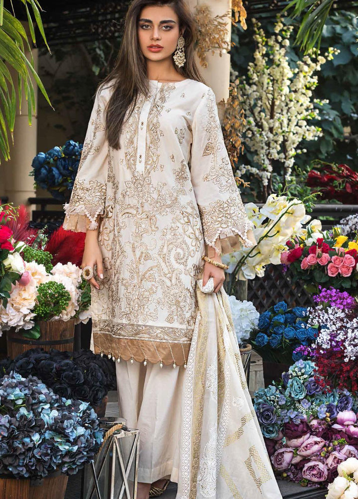 Gul Ahmed Embroidered Lawn Suits Unstitched 3 Piece GA21FL 12053 Roshanara - Luxury Festive Collection
