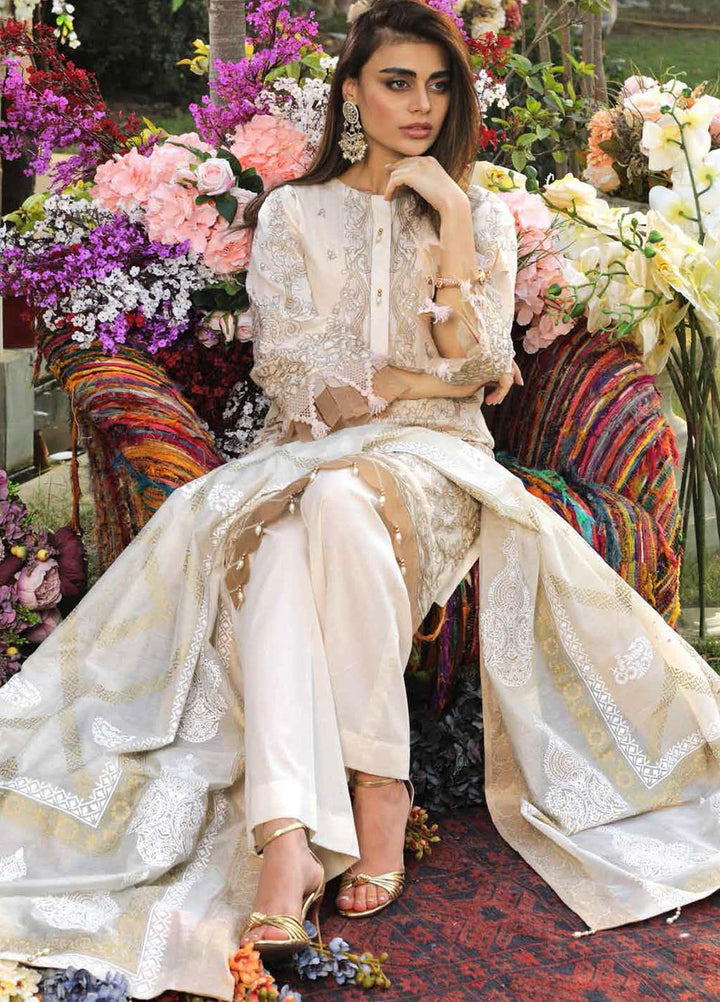 Gul Ahmed Embroidered Lawn Suits Unstitched 3 Piece GA21FL 12053 Roshanara - Luxury Festive Collection