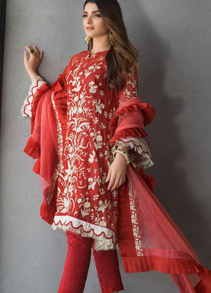 Gul Ahmed Embroidered Net Suits Unstitched 3 Piece GA21FL 12220 Jasmin - Luxury Festive Collection