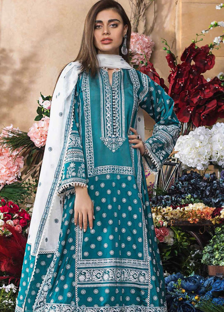 Gul Ahmed Embroidered Lawn Suits Unstitched 3 Piece GA21FL 12223 Pari Bibi - Luxury Festive Collection