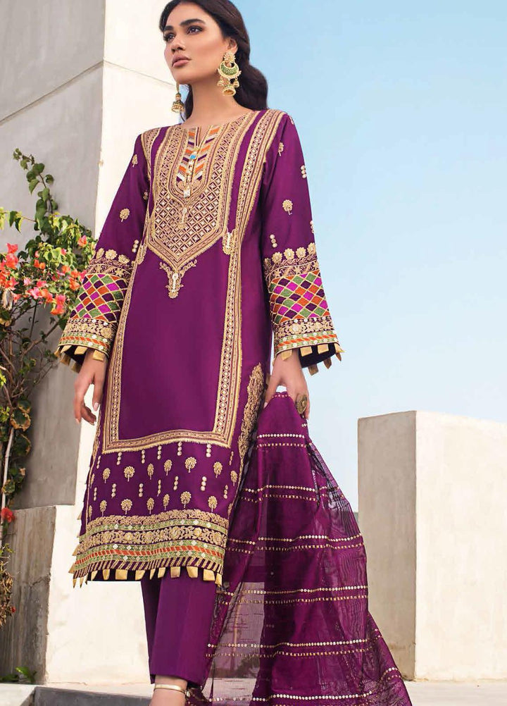 Gul Ahmed Embroidered Lawn Suits Unstitched 3 Piece GA21FL 12228 Bahar Banu - Luxury Festive Collection