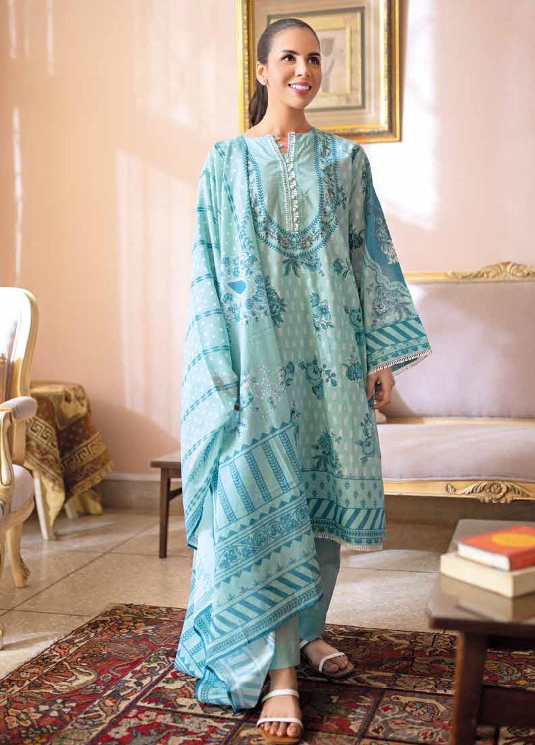 Gul Ahmed Printed Lawn Suits Unstitched 3 Piece GA22ML CL-22173 A - Summer Collection