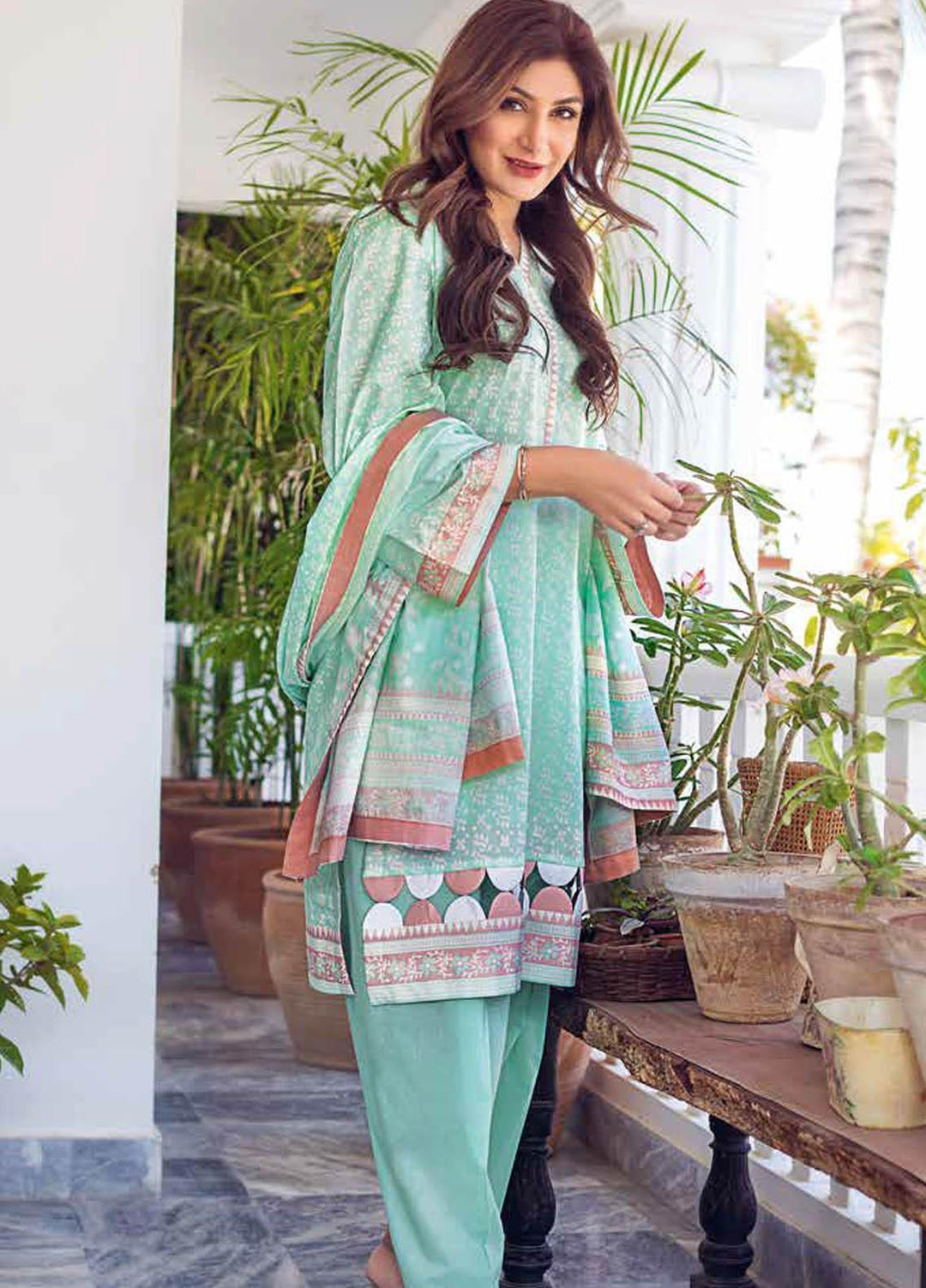 Gul Ahmed Printed Lawn Suits Unstitched 3 Piece GA21M CL-1098 B - Summer Collection