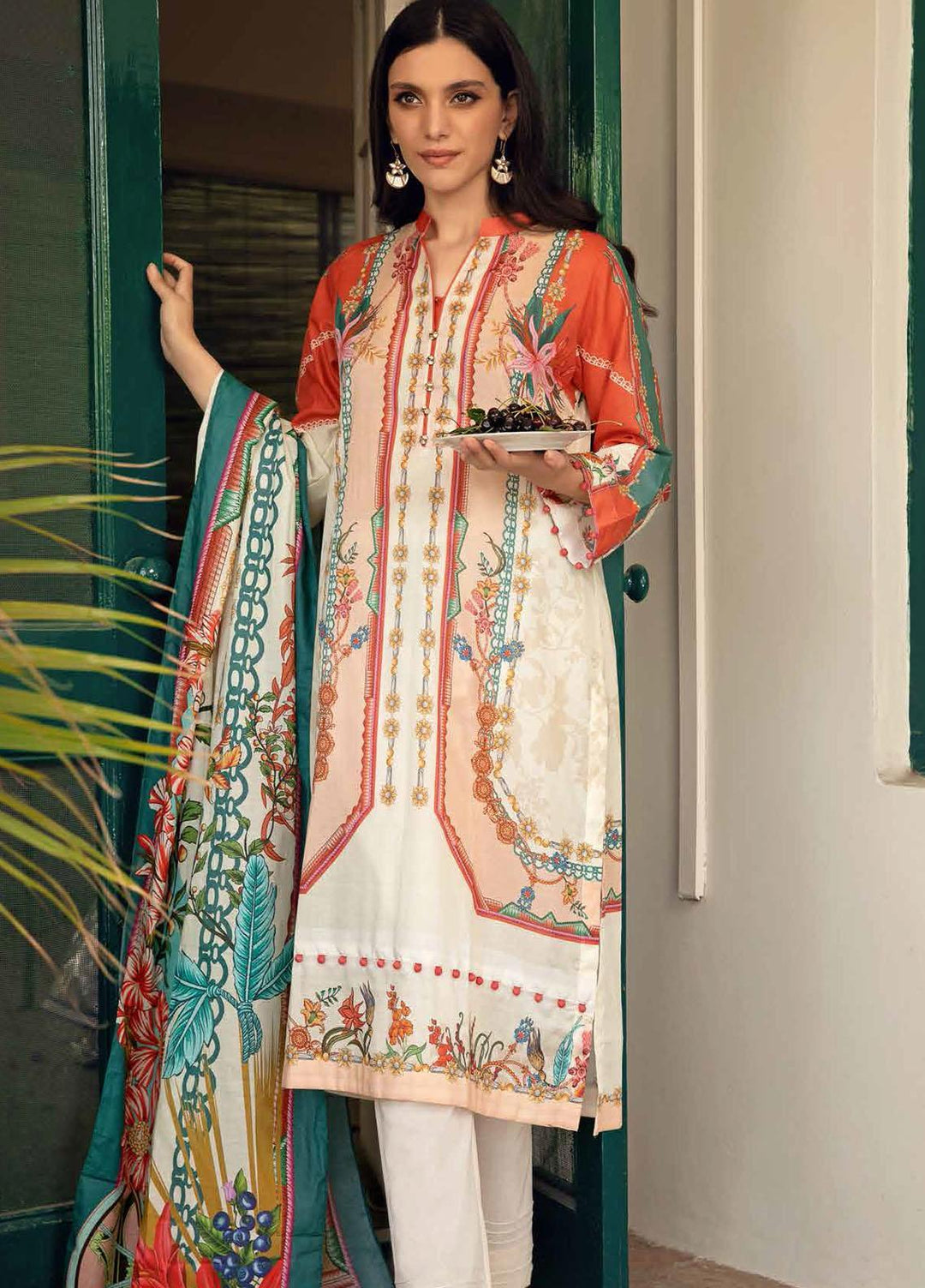 Gul Ahmed Printed Lawn Suits Unstitched 3 Piece GA21PF CL12513B - Summer Collection