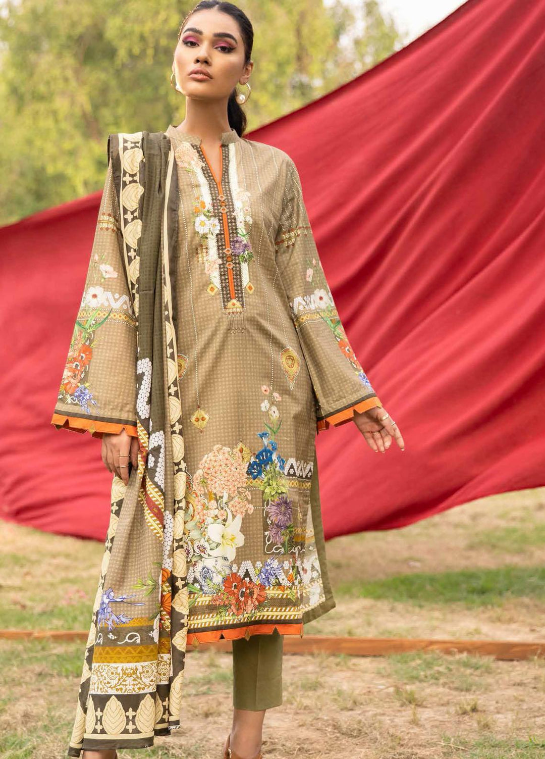Gul Ahmed Printed Cambric Suits Unstitched 3 Piece GA21PF CN12009 - Winter Collection