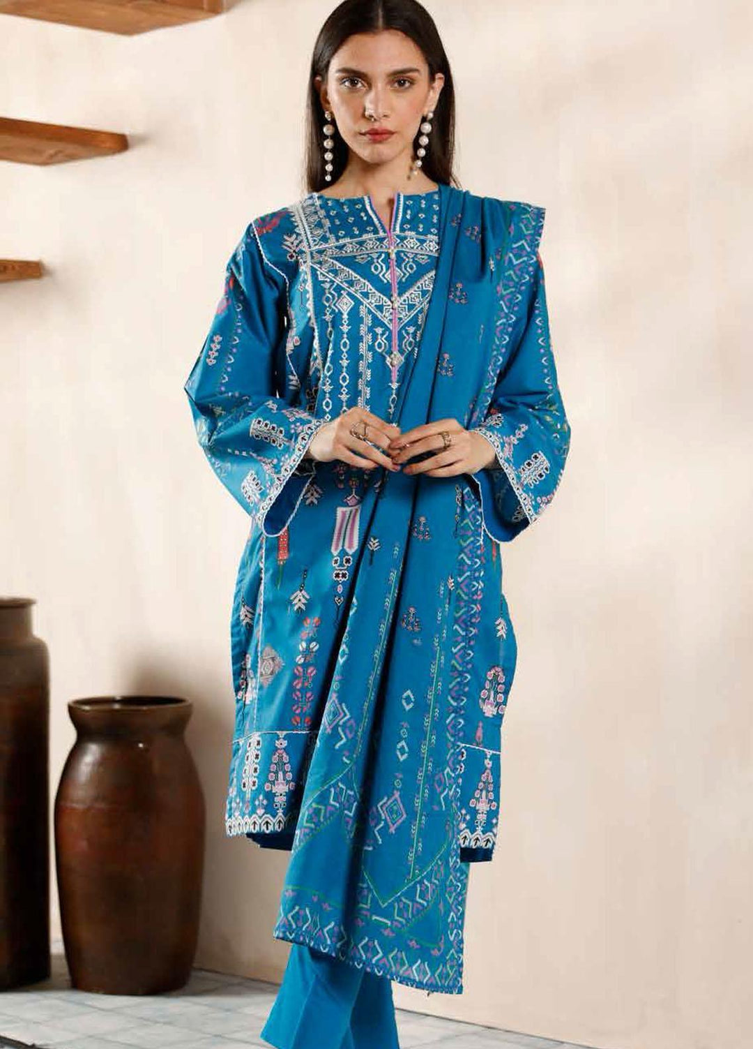 Gul Ahmed Embroidered Cambric Suits Unstitched 2 Piece GA21PF TCE12013A - Winter Collection
